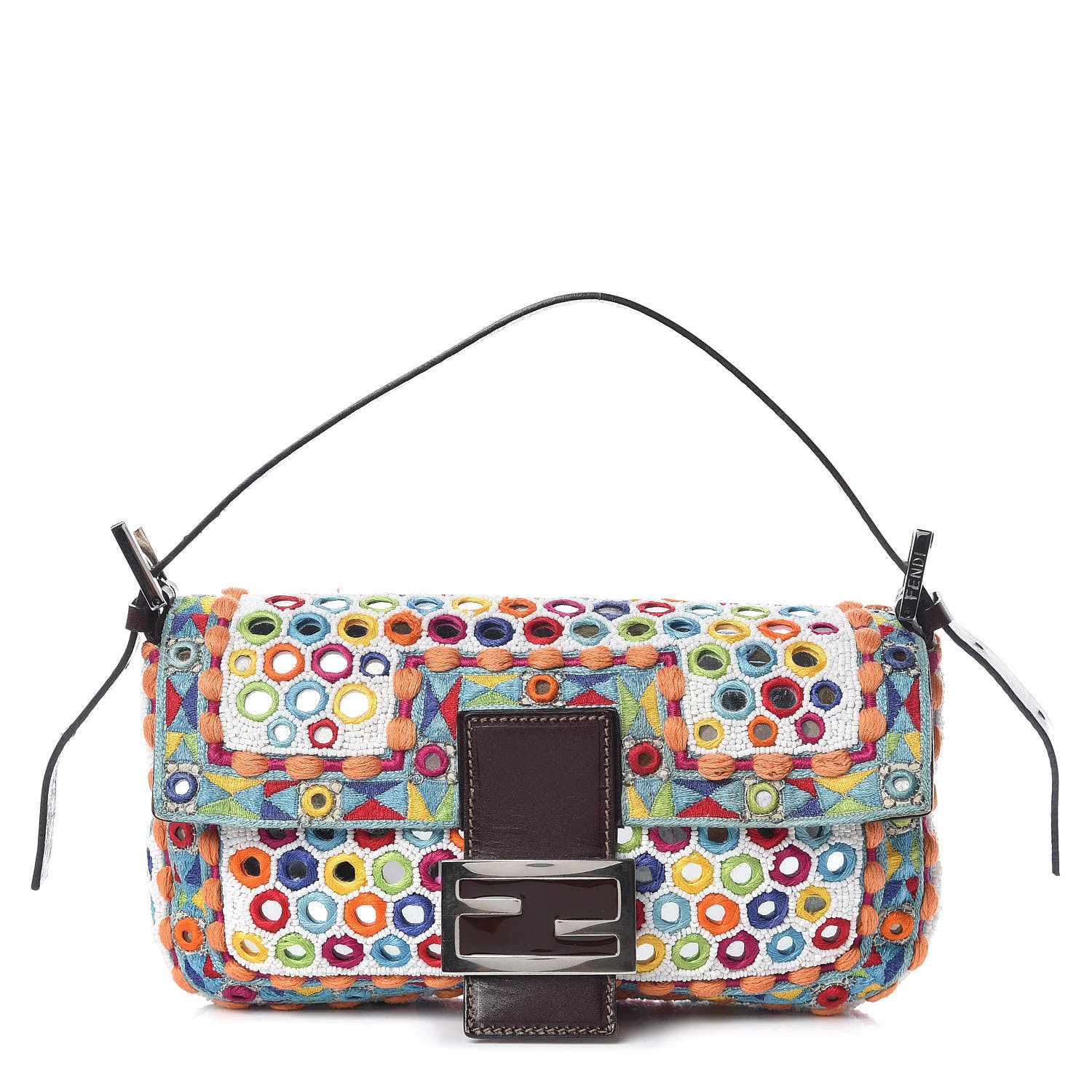 FENDI Mirror Beaded Embroidered Baguette Multicolor 410236 | FASHIONPHILE