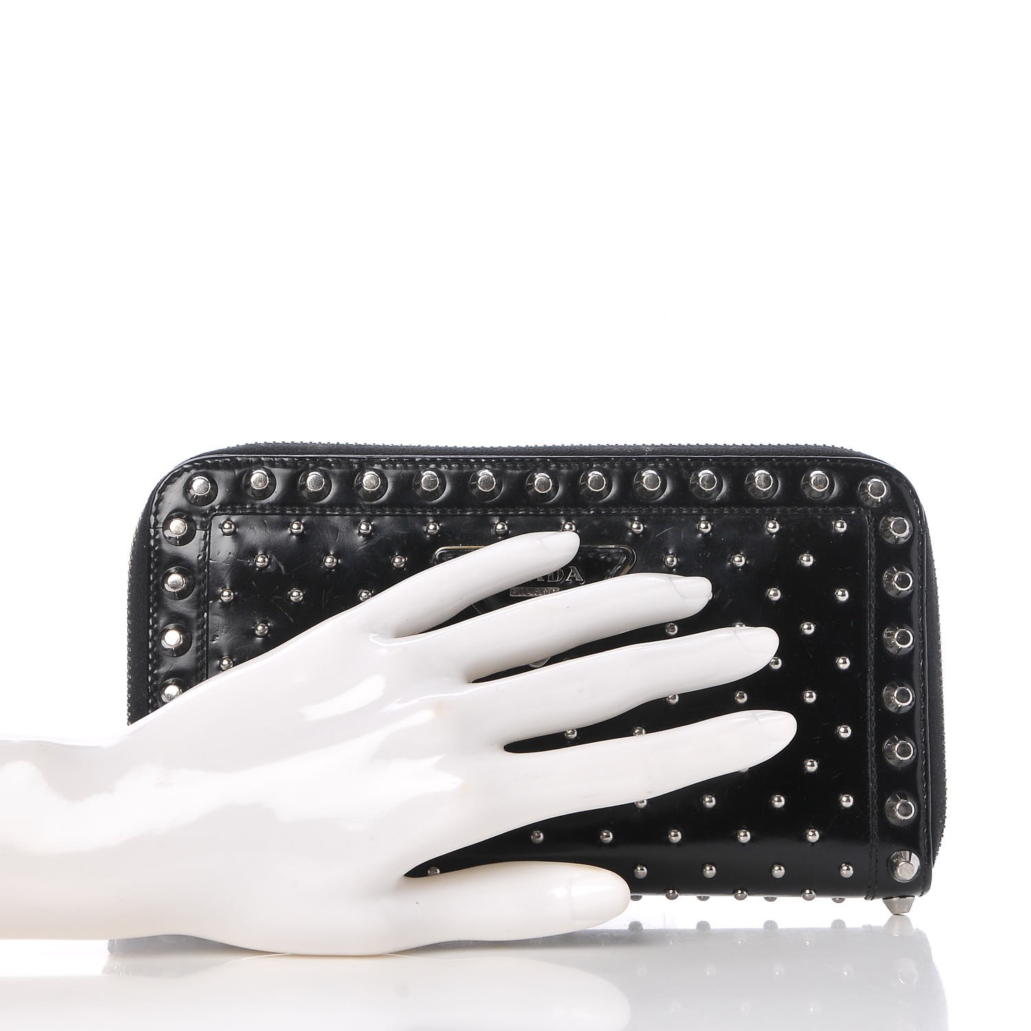 prada studded wallet