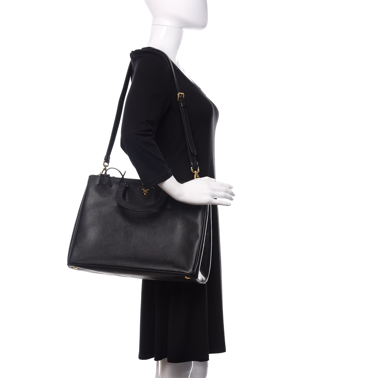 PRADA Saffiano Lux Executive Tote Black 