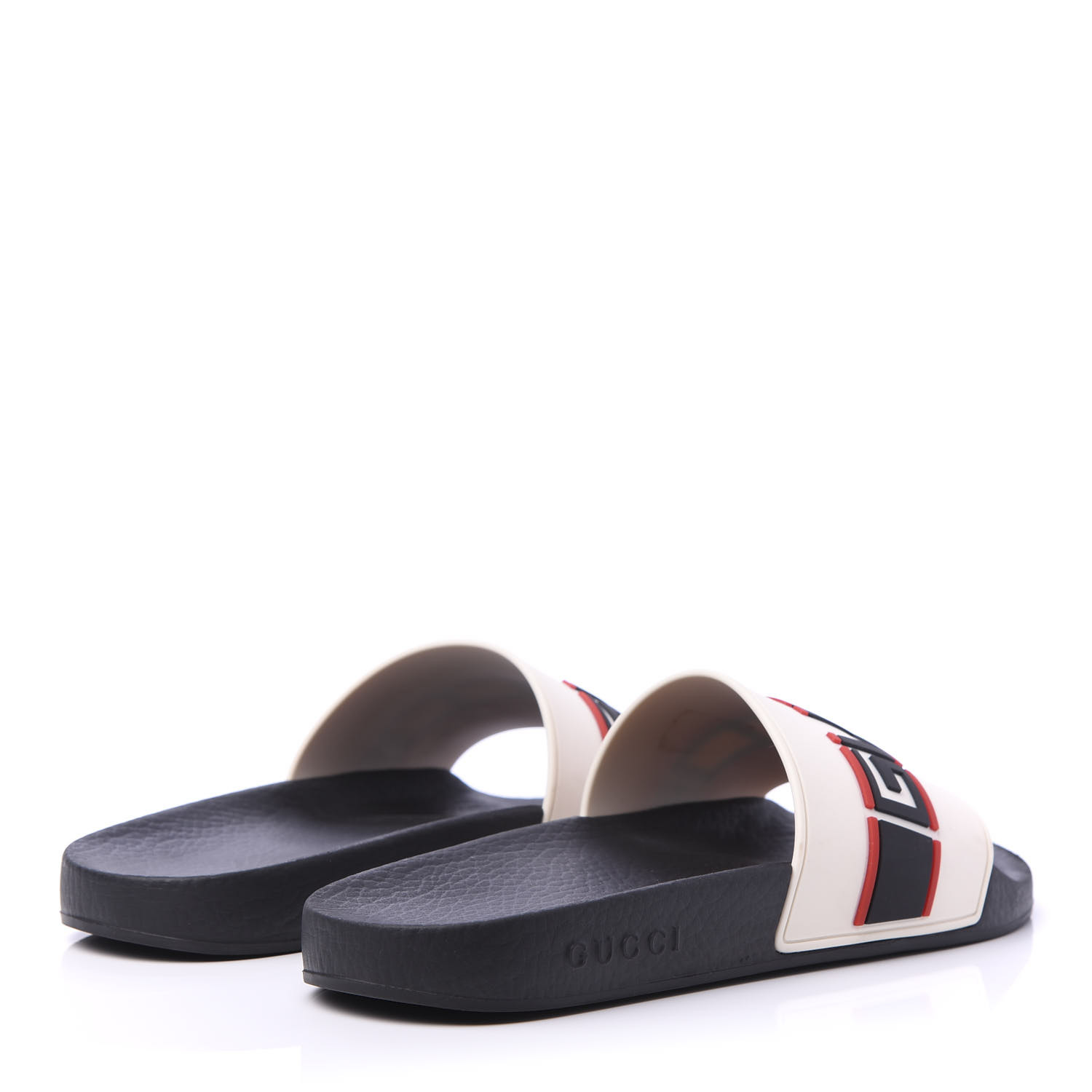 GUCCI Rubber Mens Stripe Slide Sandals 40 White 612490 | FASHIONPHILE