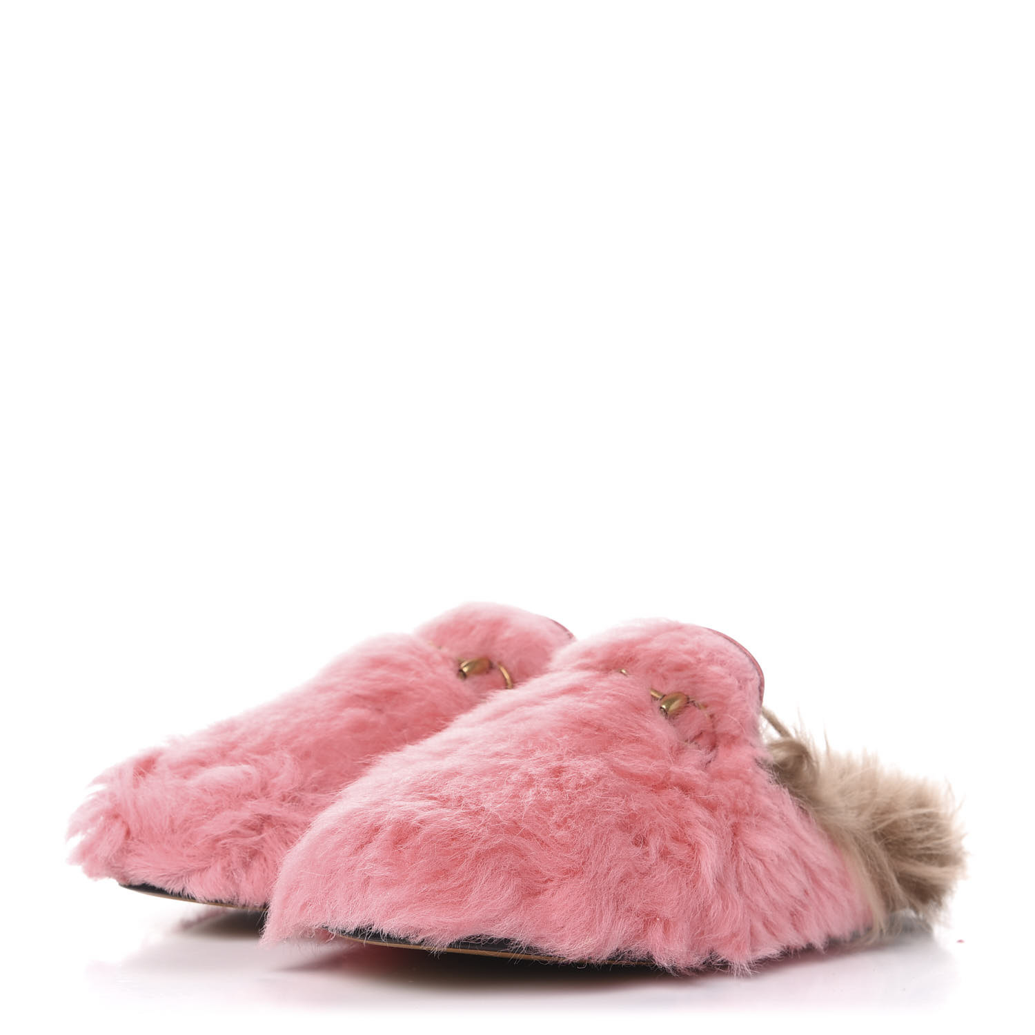 pink gucci fur slides