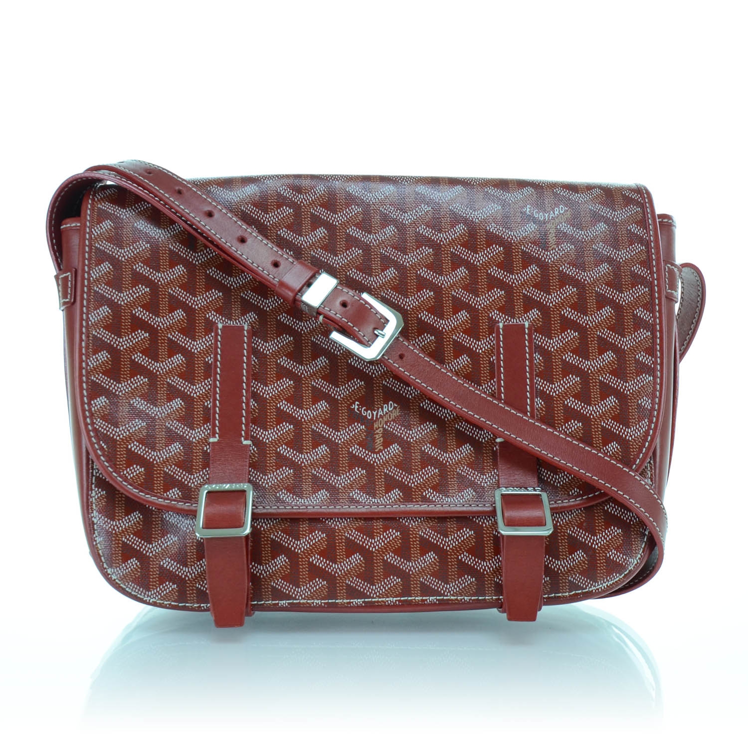 GOYARD Goyardine Belvedere MM Messenger Bag Red 28336