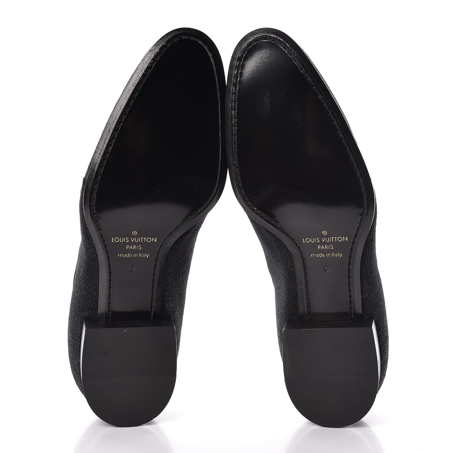 LOUIS VUITTON Monogram Embroided Sequins Mens Grenelle Richelieu Shoes 8 Black 457922