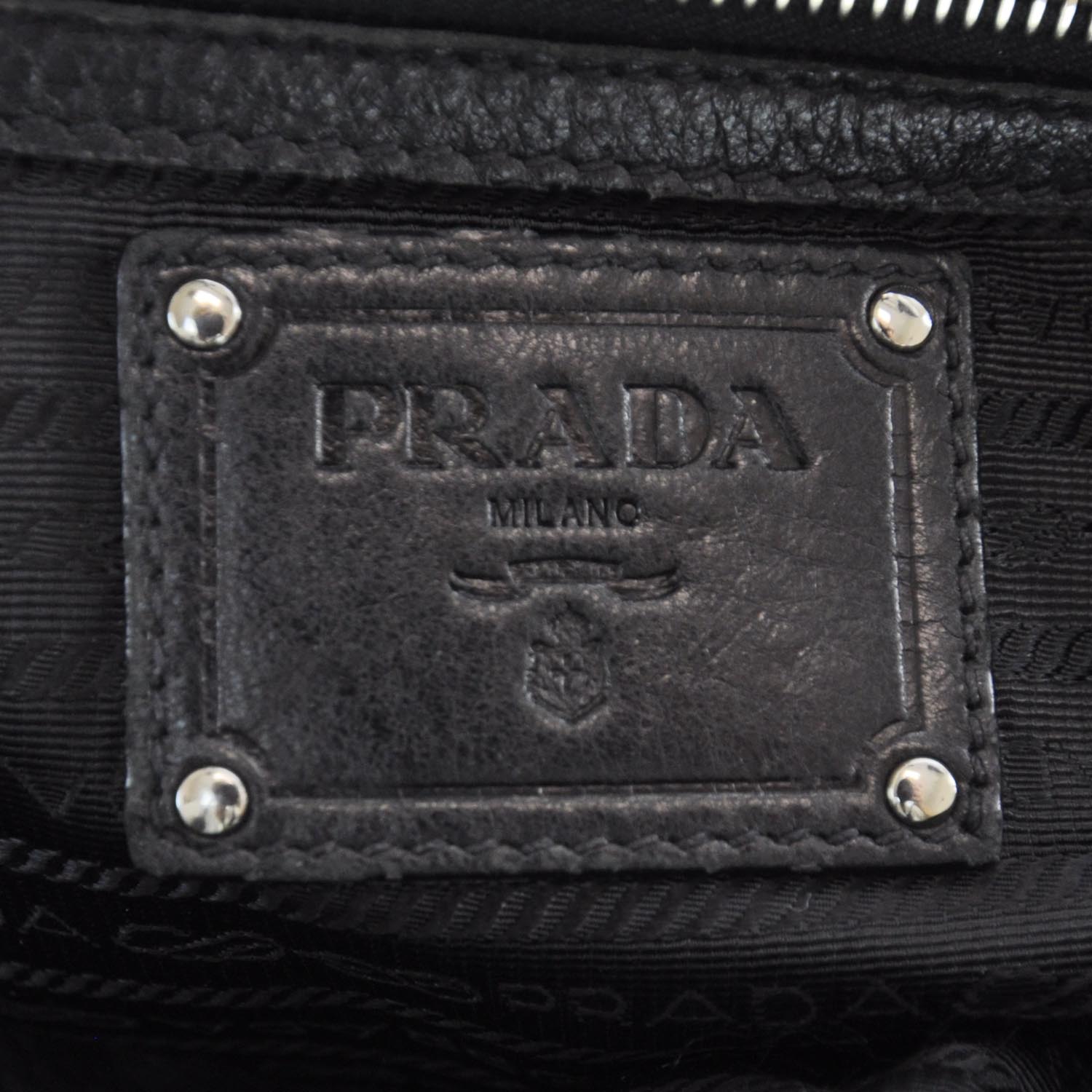 PRADA Cervo Deerskin Shoulder Bag Black 32615 | FASHIONPHILE