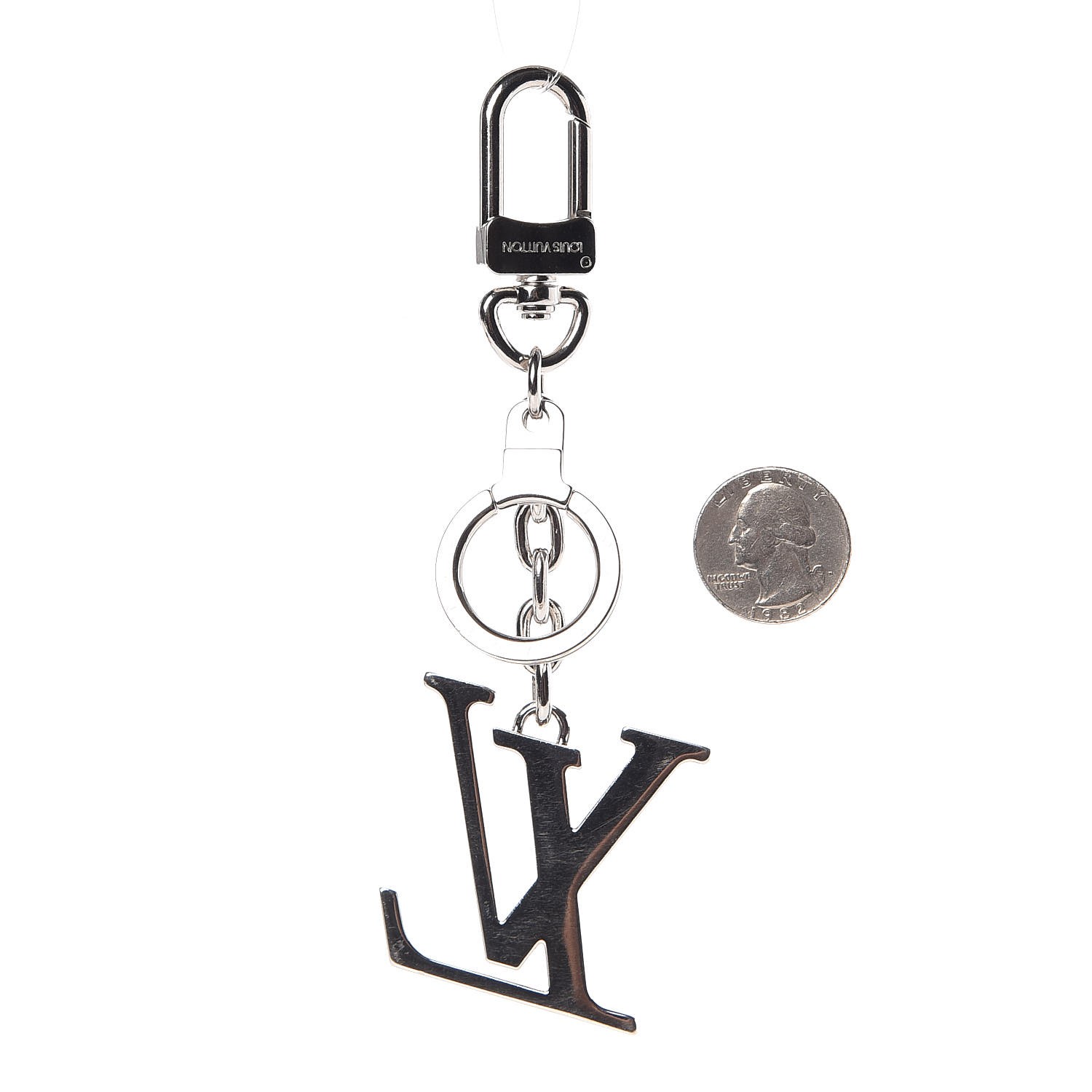 LOUIS VUITTON LV Facettes Bag Charm Key Holder Silver 331728