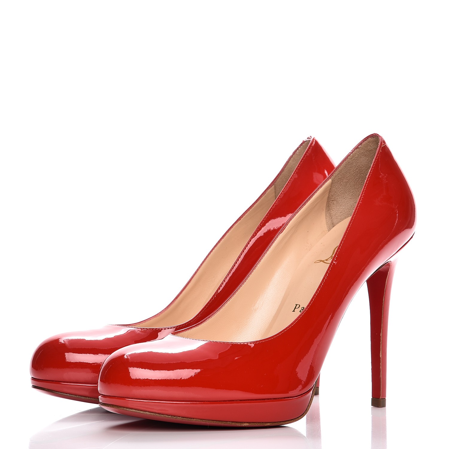 CHRISTIAN LOUBOUTIN Patent New Simple Pumps 38.5 Red 218247 | FASHIONPHILE