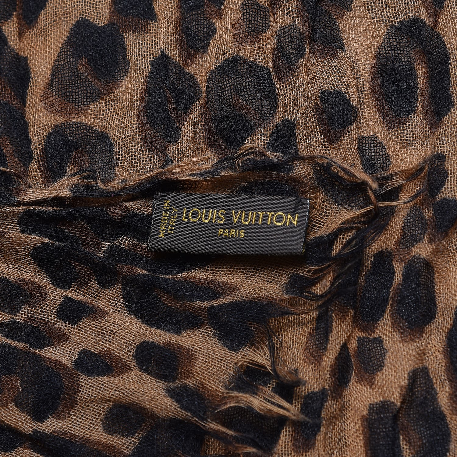 LOUIS VUITTON Cashmere Silk Leopard Etole Stole Marron 337821 ...