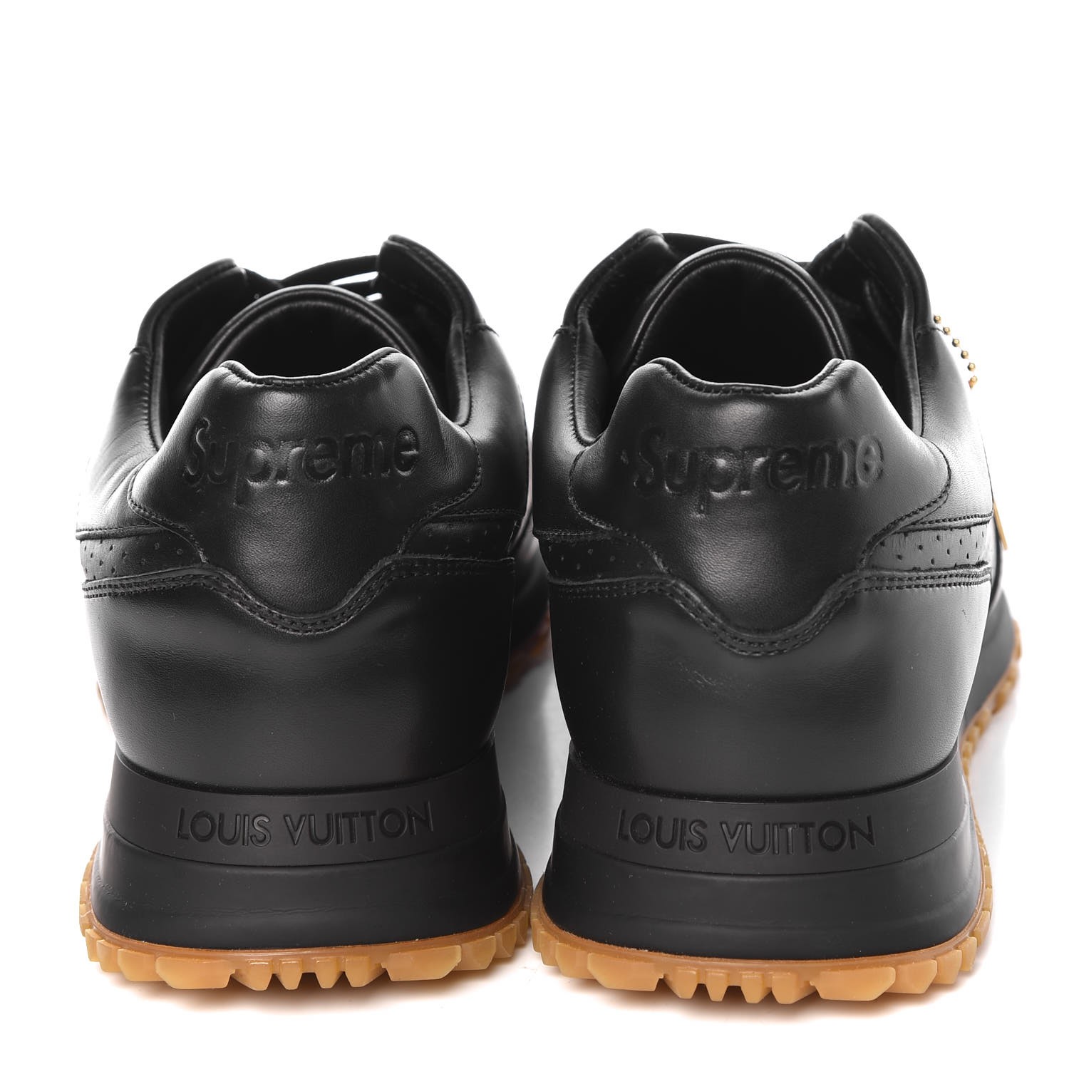 LOUIS VUITTON X SUPREME Calfskin Mens Runaway Sneakers 7.5 Black 345414