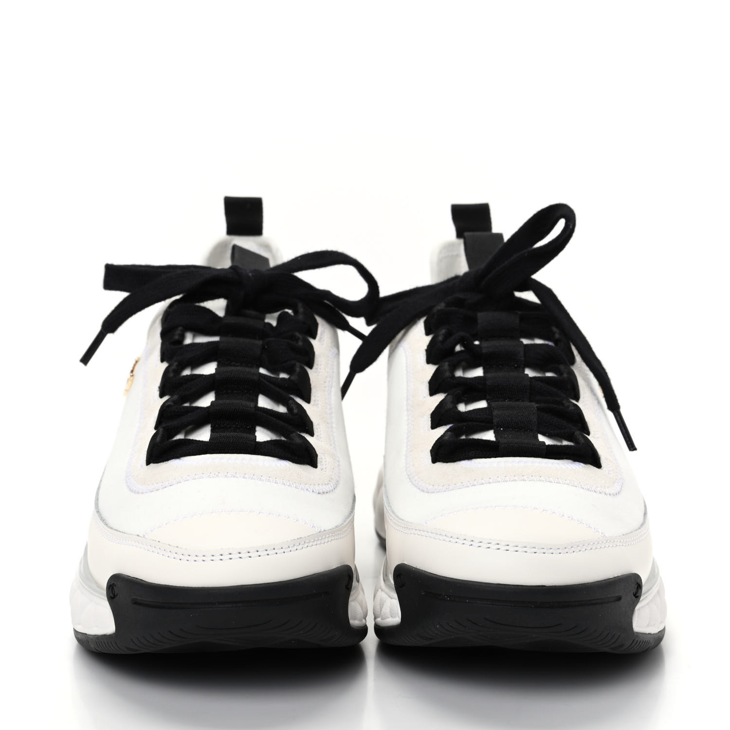 chanel cc velvet calfskin mixed fibers black gold chunky sneaker