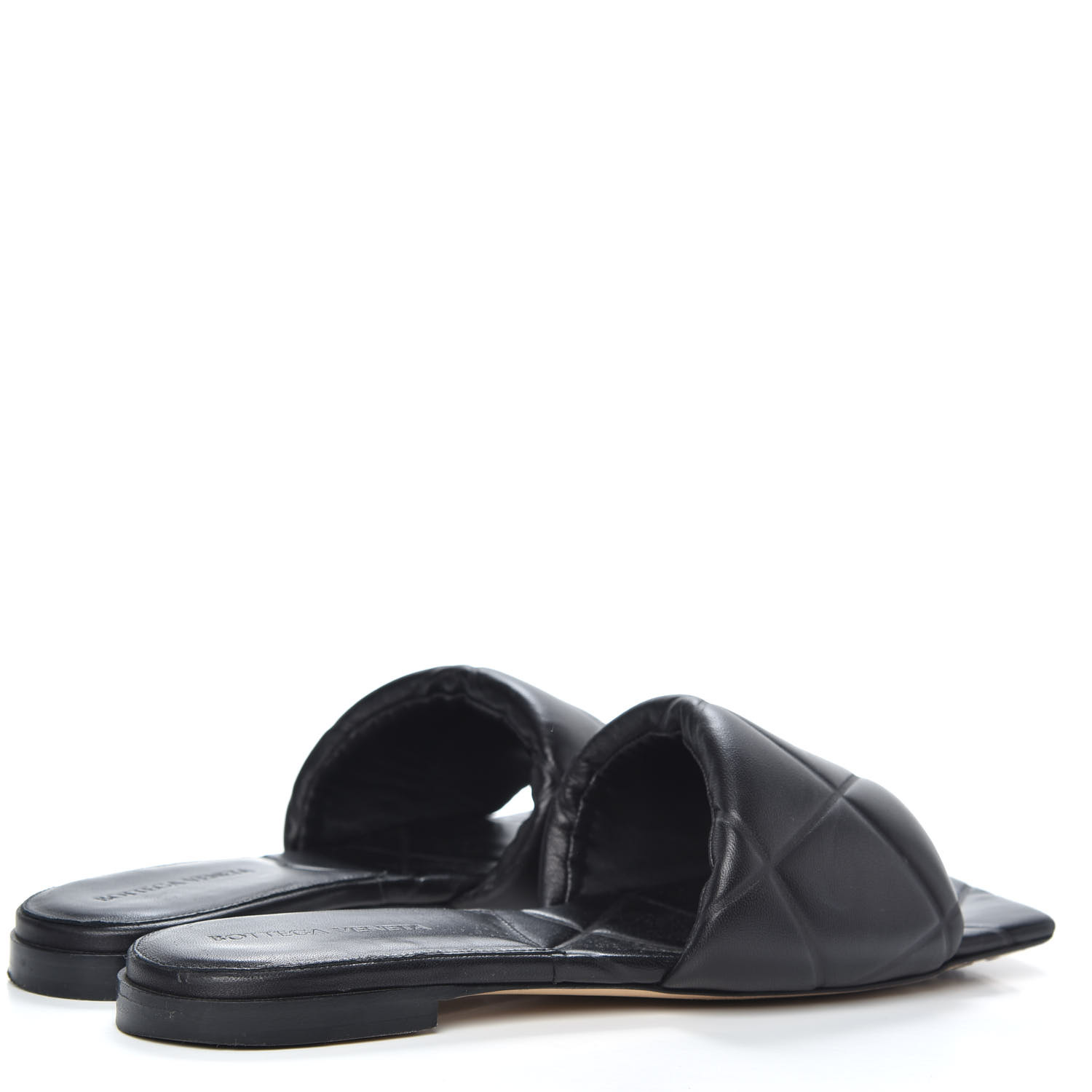 BOTTEGA VENETA Nappa Quilted Rubber Lido Flat Sandals 38.5 Black 736994 ...