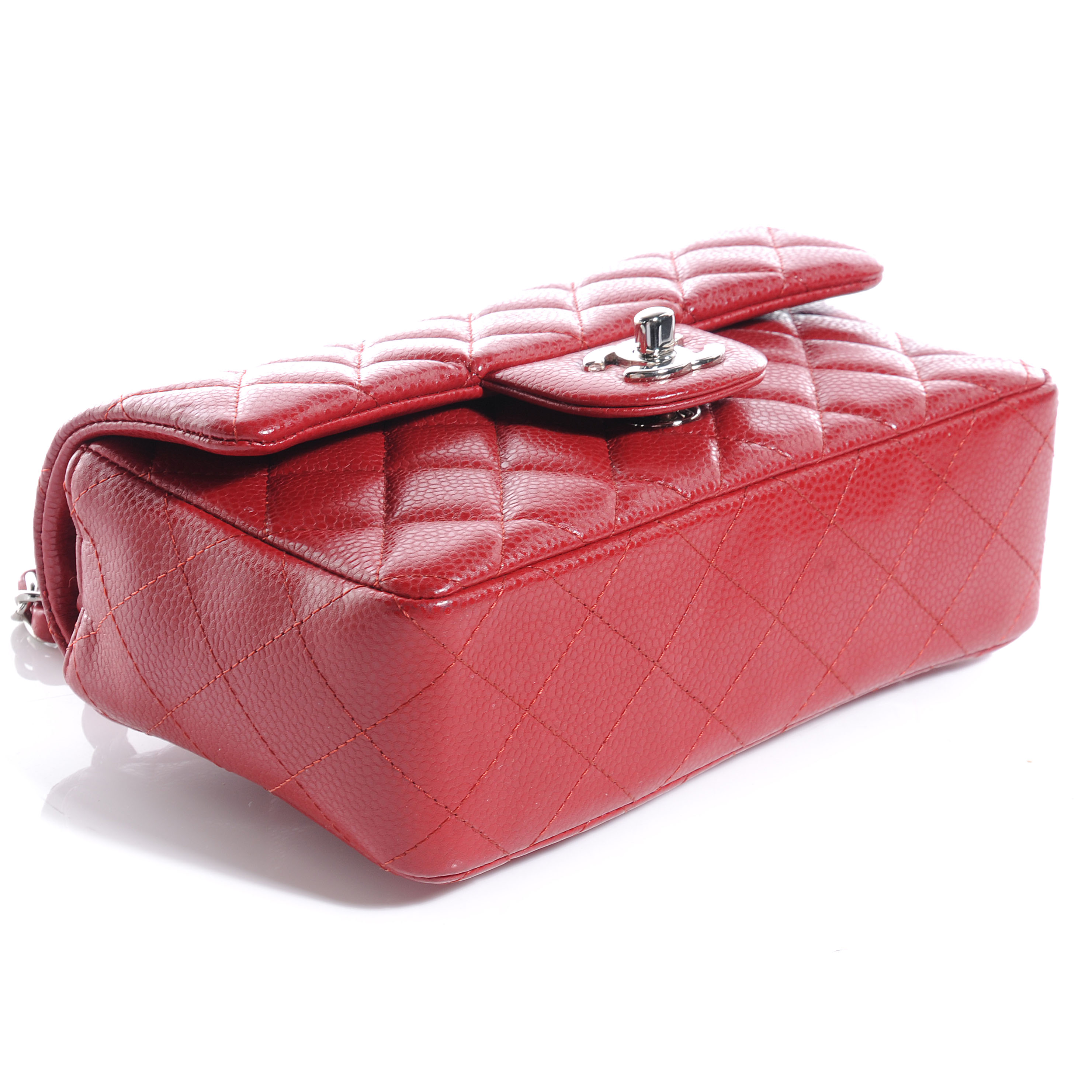 CHANEL Caviar Quilted Mini Flap Red 56938