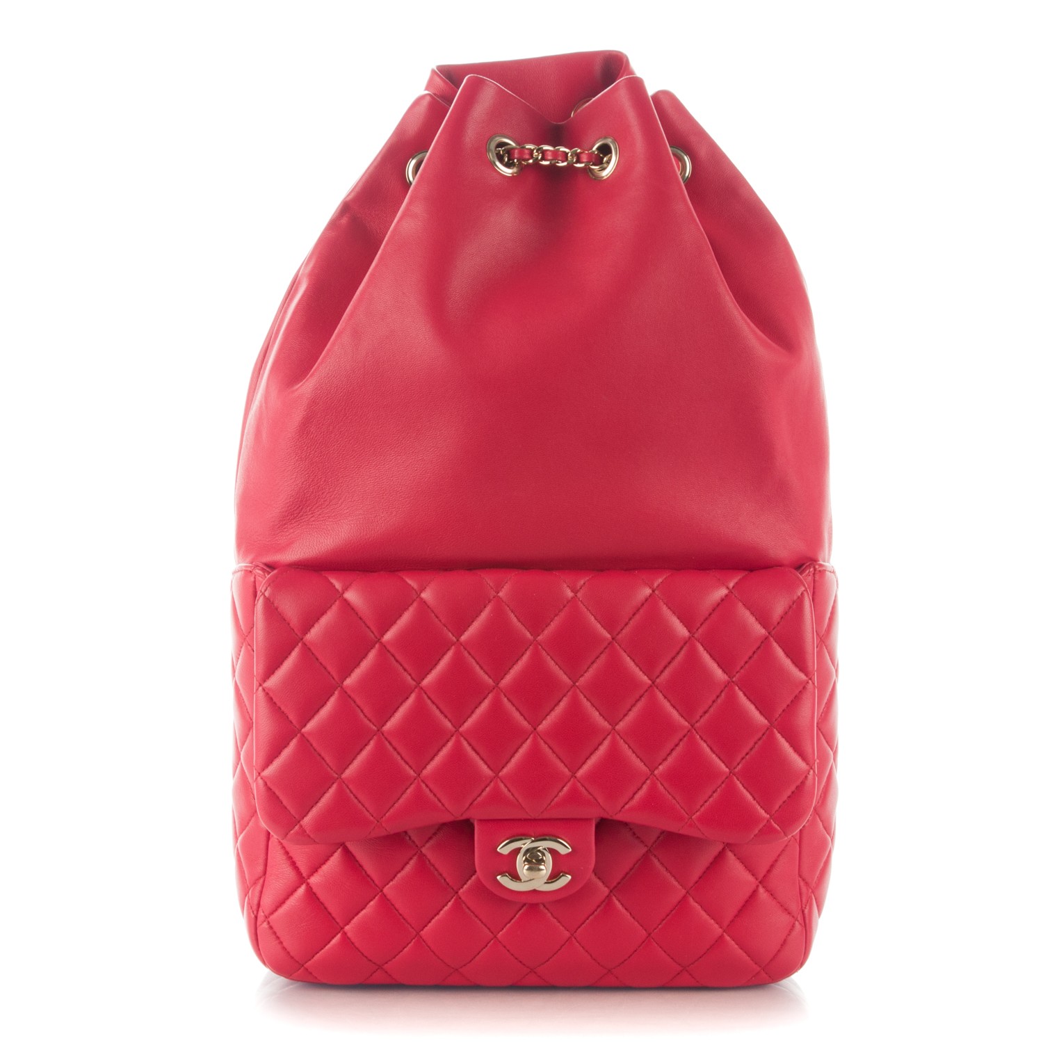 CHANEL Lambskin Quilted Large In Seoul Backpack Red 173933