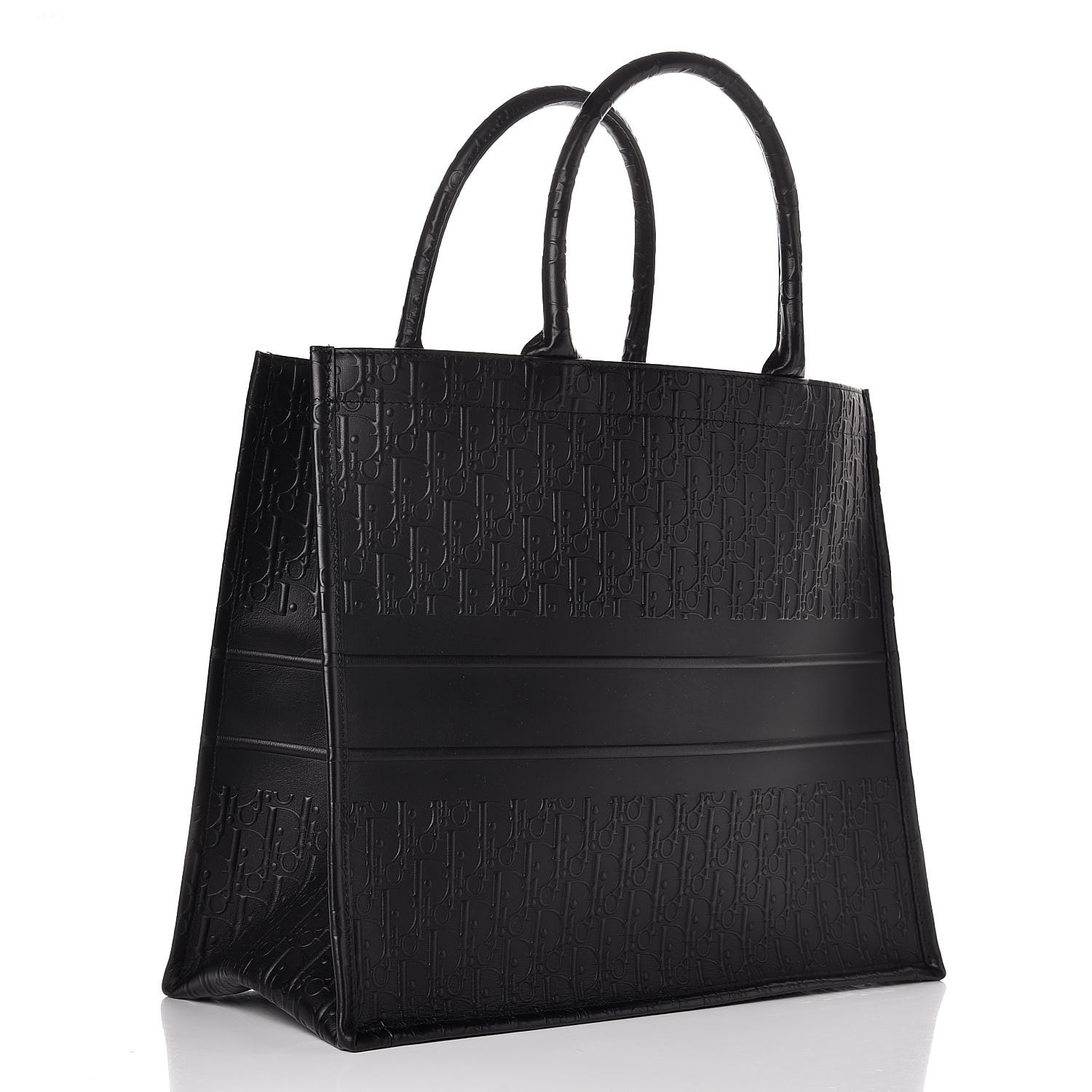 CHRISTIAN DIOR Calfskin Embossed Oblique Book Tote Black 316094