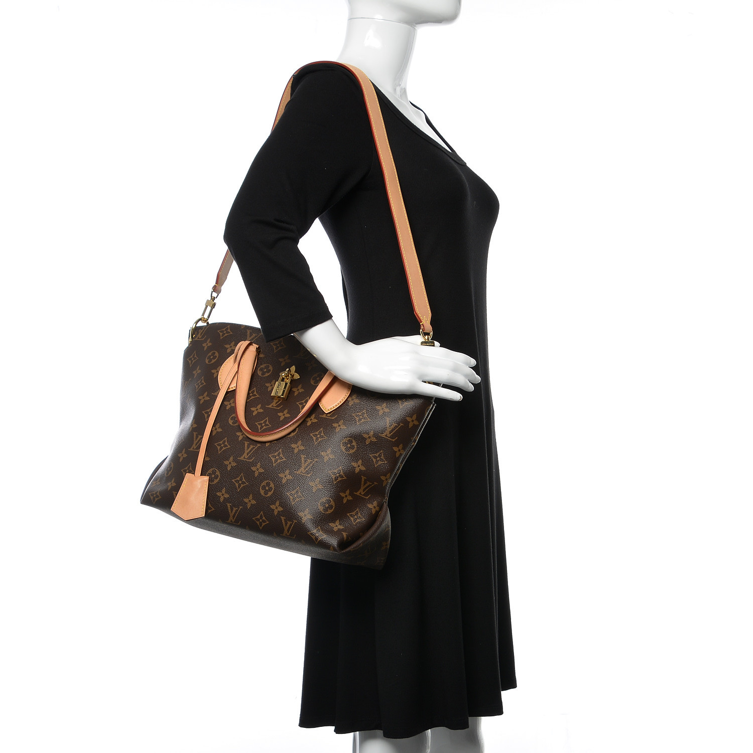 LOUIS VUITTON Monogram Flower Zipped Tote MM Beige 505857