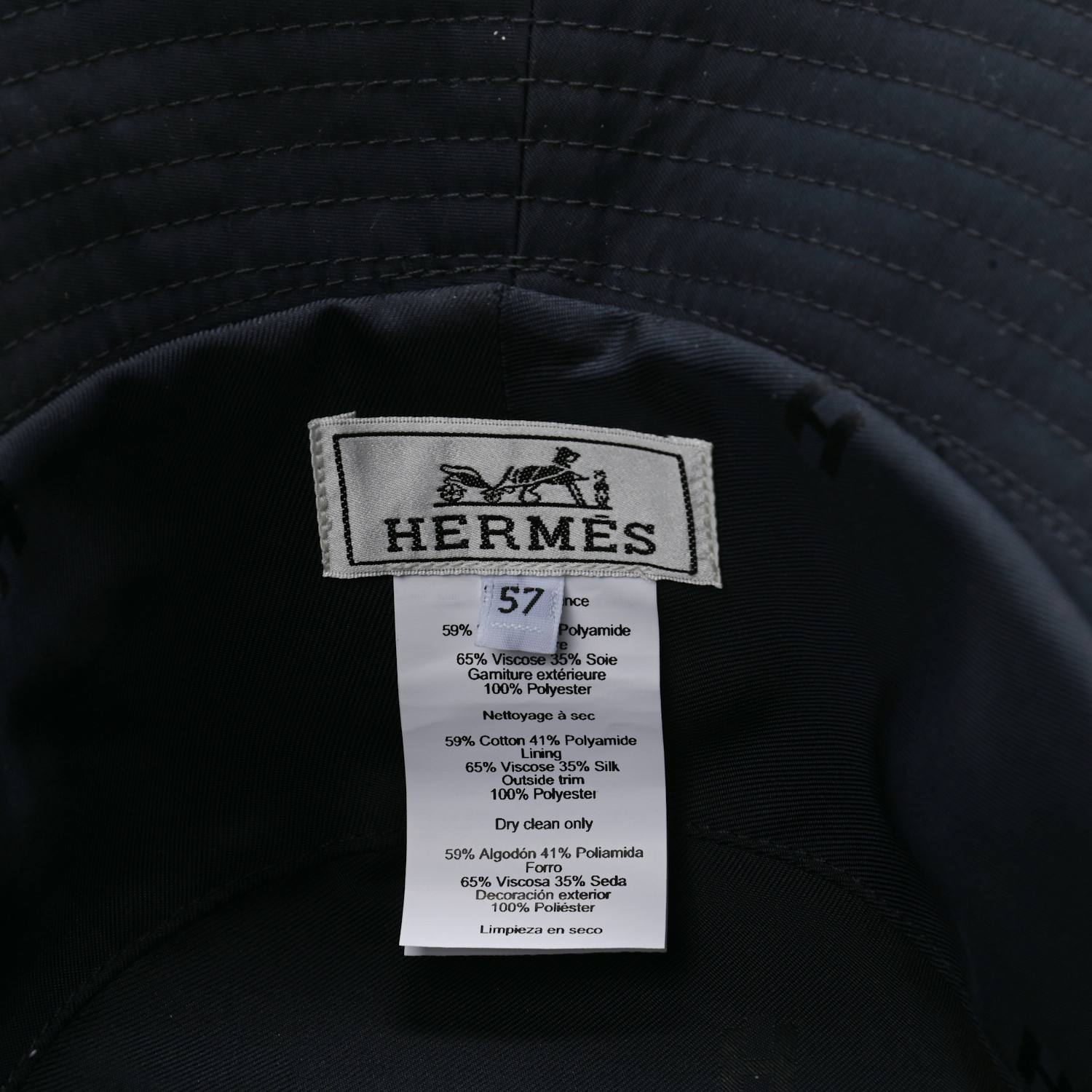 HERMES Technical Gabardine Balade Bandana Bucket Hat 57 Marine |  FASHIONPHILE