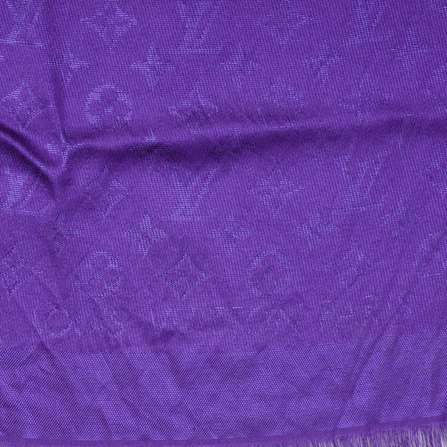 LOUIS VUITTON Silk Wool Monogram Voile Shawl Violet 152422