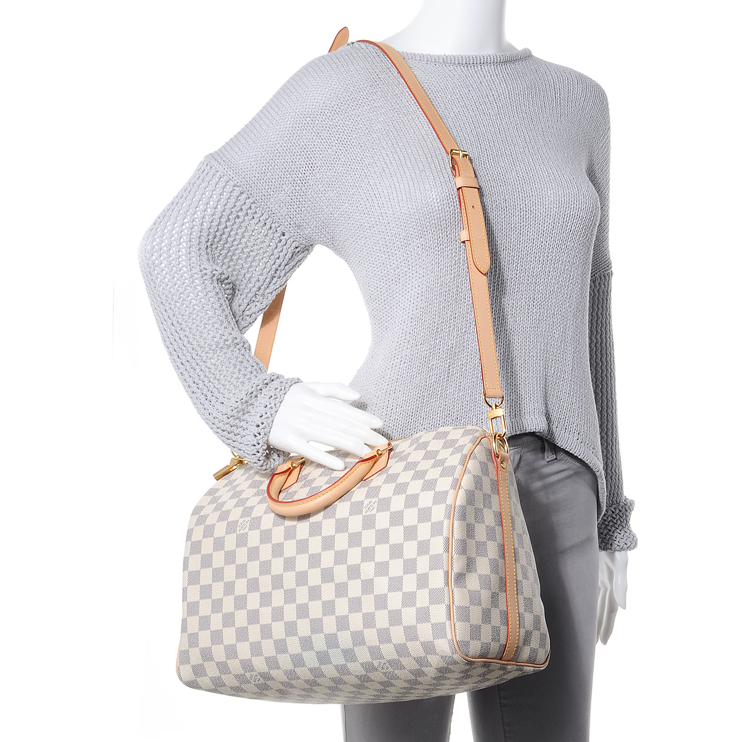 damier azur speedy 35 reviewed LOUIS VUITTON Damier Azur Speedy Bandouliere 35 67435