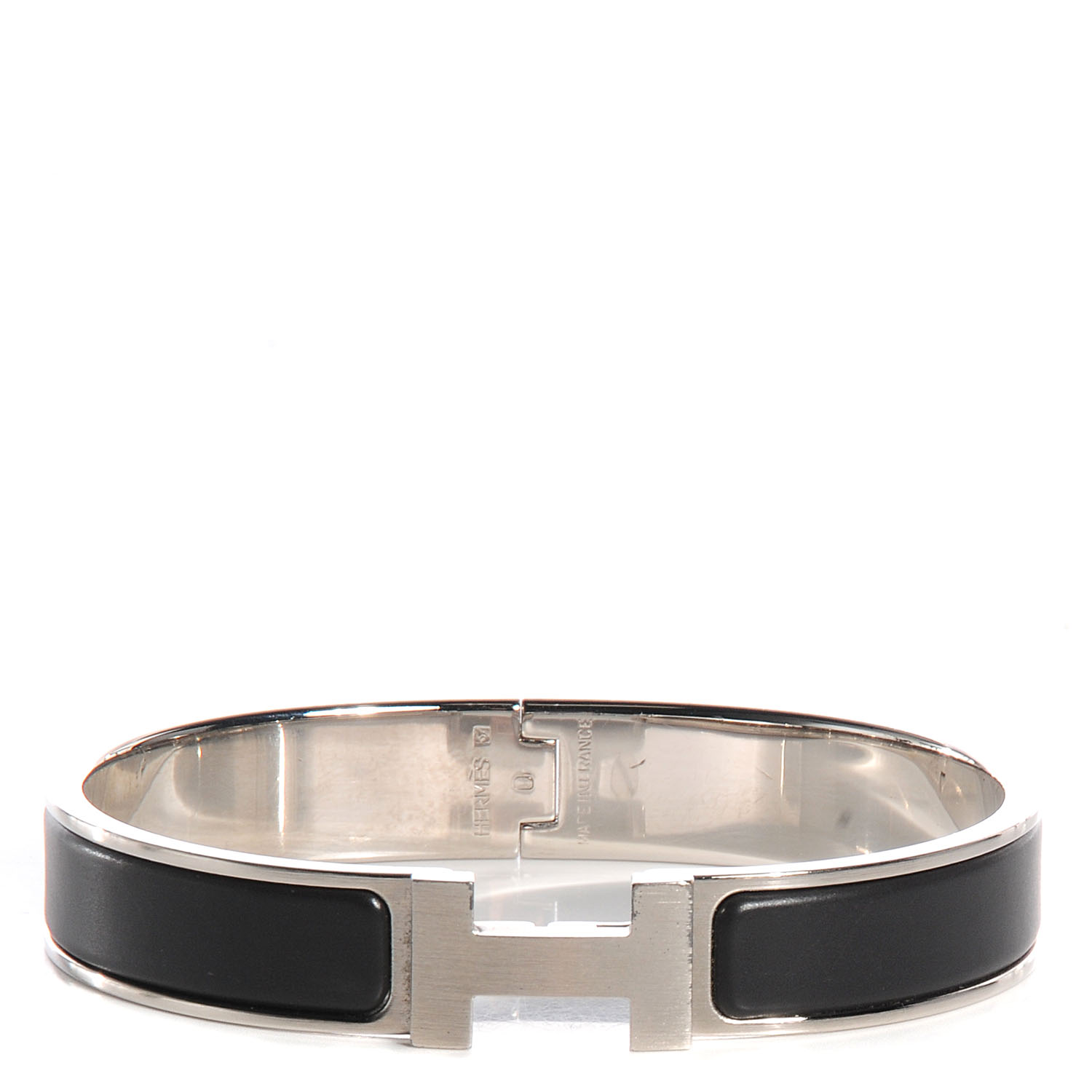 HERMES Matte Enamel Narrow Clic Clac HH Bracelet GM Black 79263