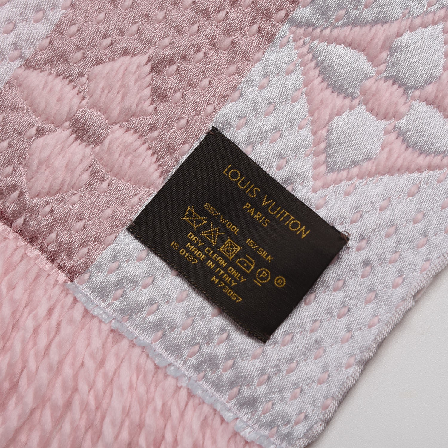 LOUIS VUITTON Wool Silk Logomania Shine Scarf Pink 264492