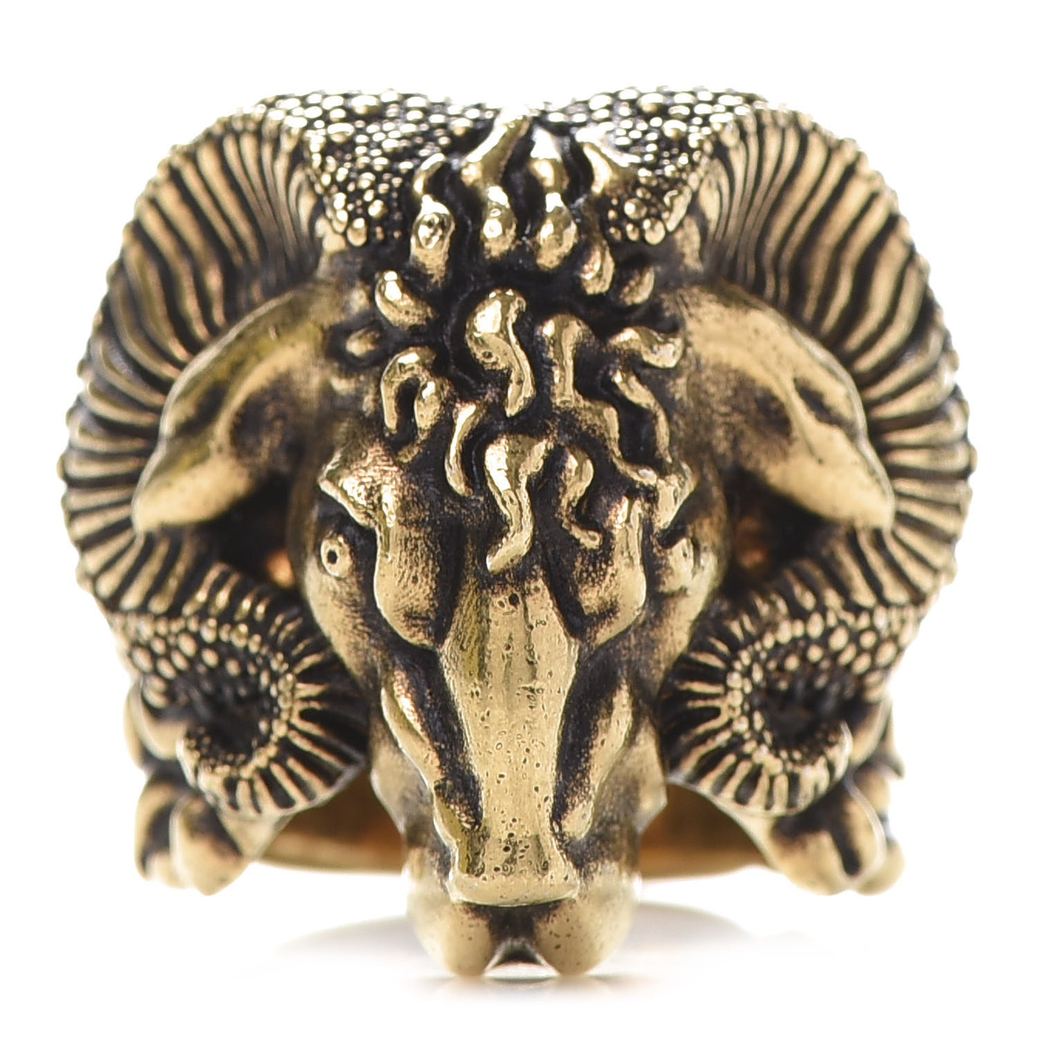 GUCCI Metal Aries Ring L Aged Gold 