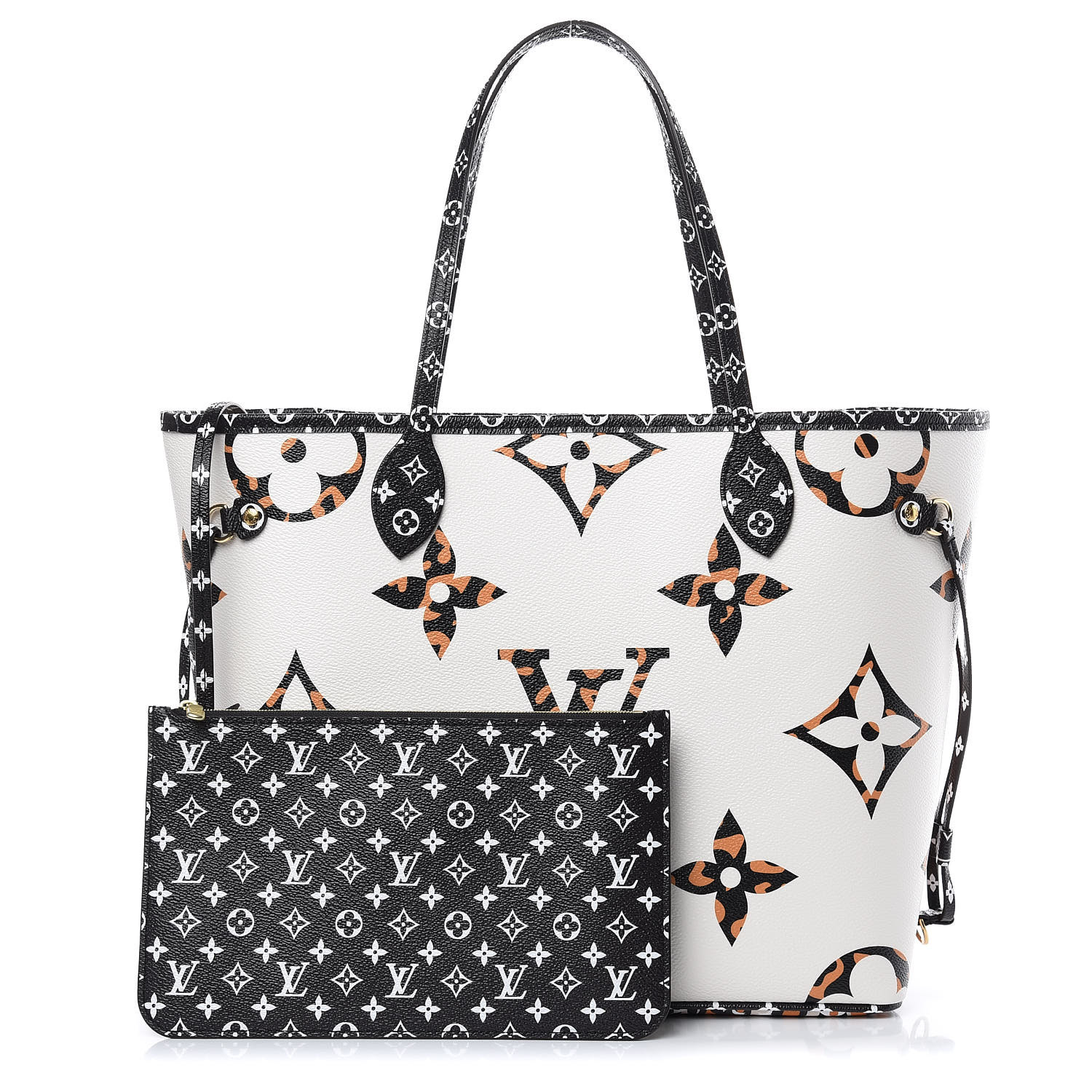 Louis Vuitton, Giant Jungle Monogram Neverfull Ivoire with Pouch