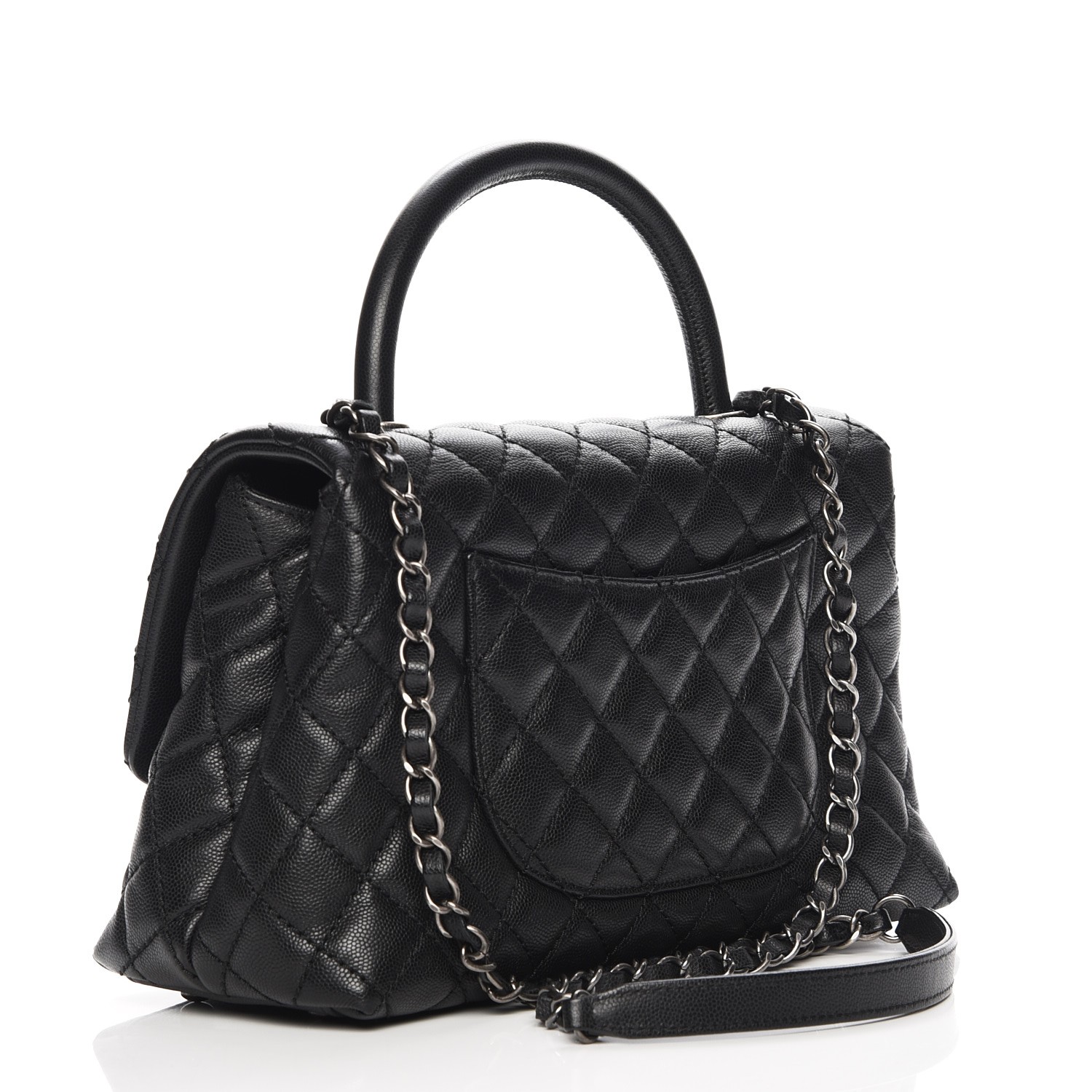 caviar quilted extra mini coco handle flap black