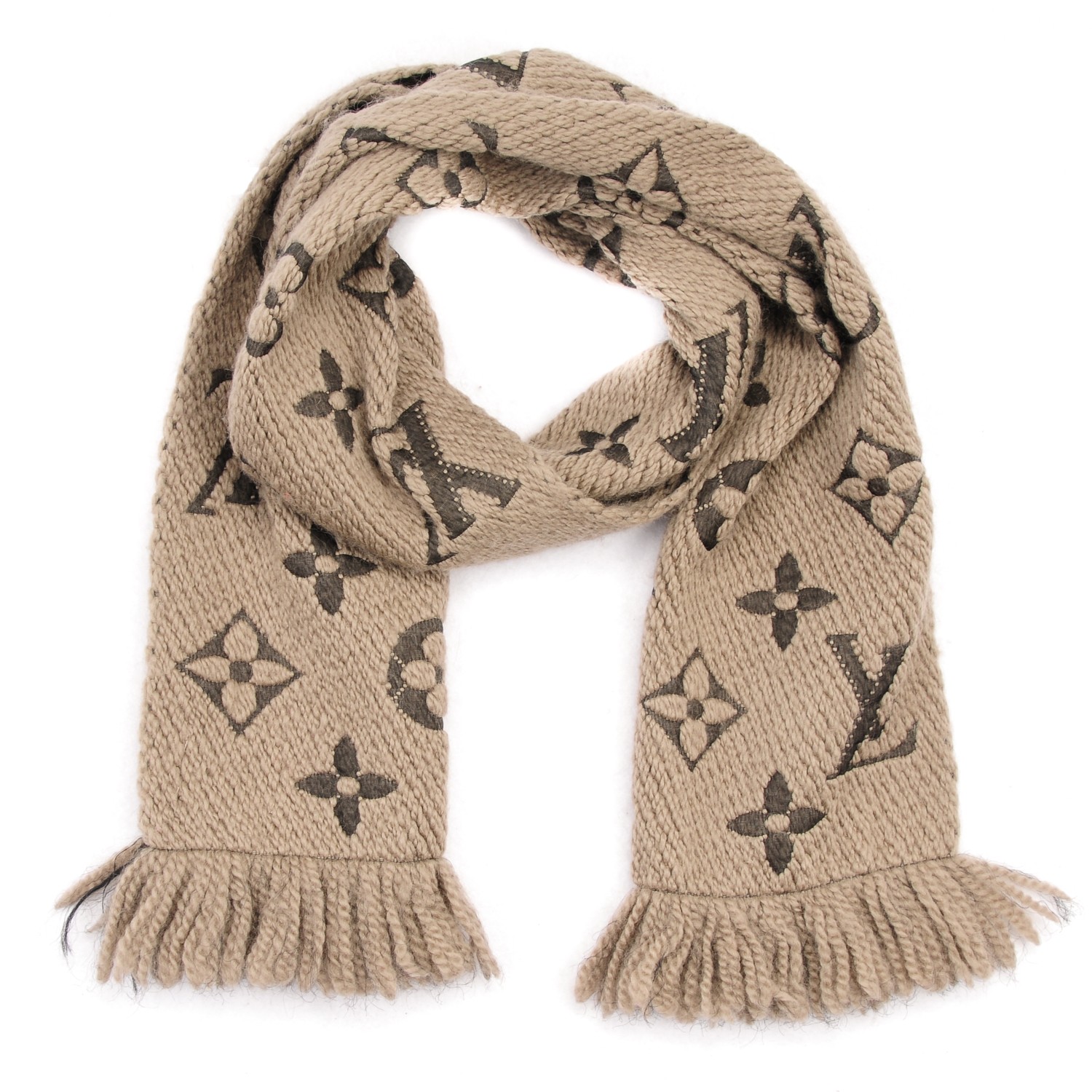 LOUIS VUITTON Wool Silk Logomania Scarf Verone 161840