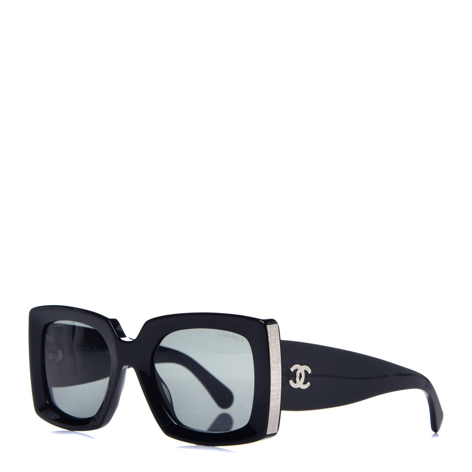 CHANEL Acetate Rectangle Sunglasses 5435 Black 745826 | FASHIONPHILE
