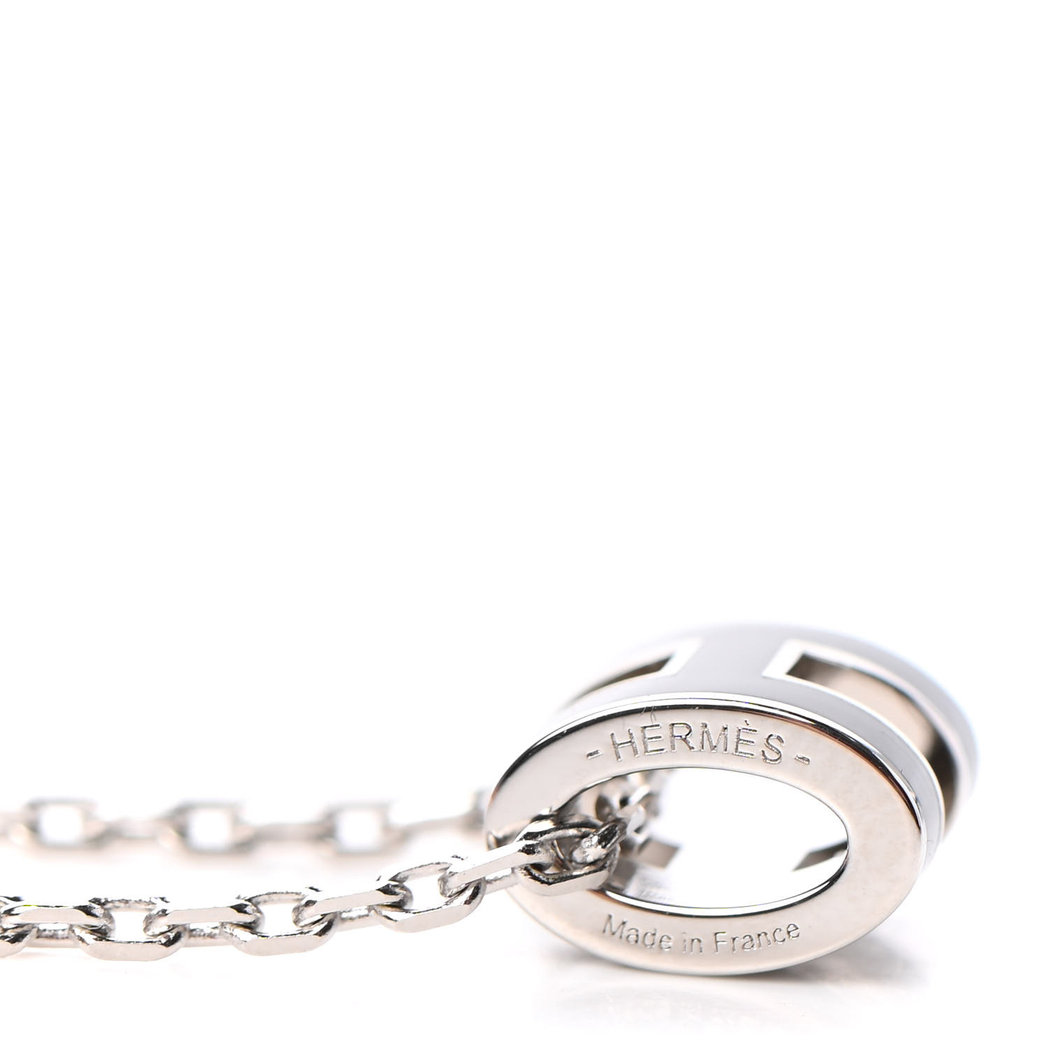 HERMES Lacquered Silver Mini Pop H Pendant Necklace Black 745546 ...