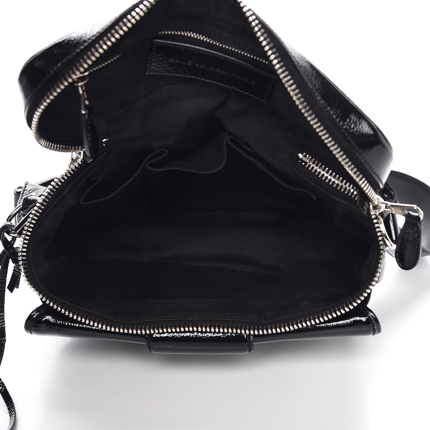 BALENCIAGA Patent Stingray Shoulder Bag Black 324070