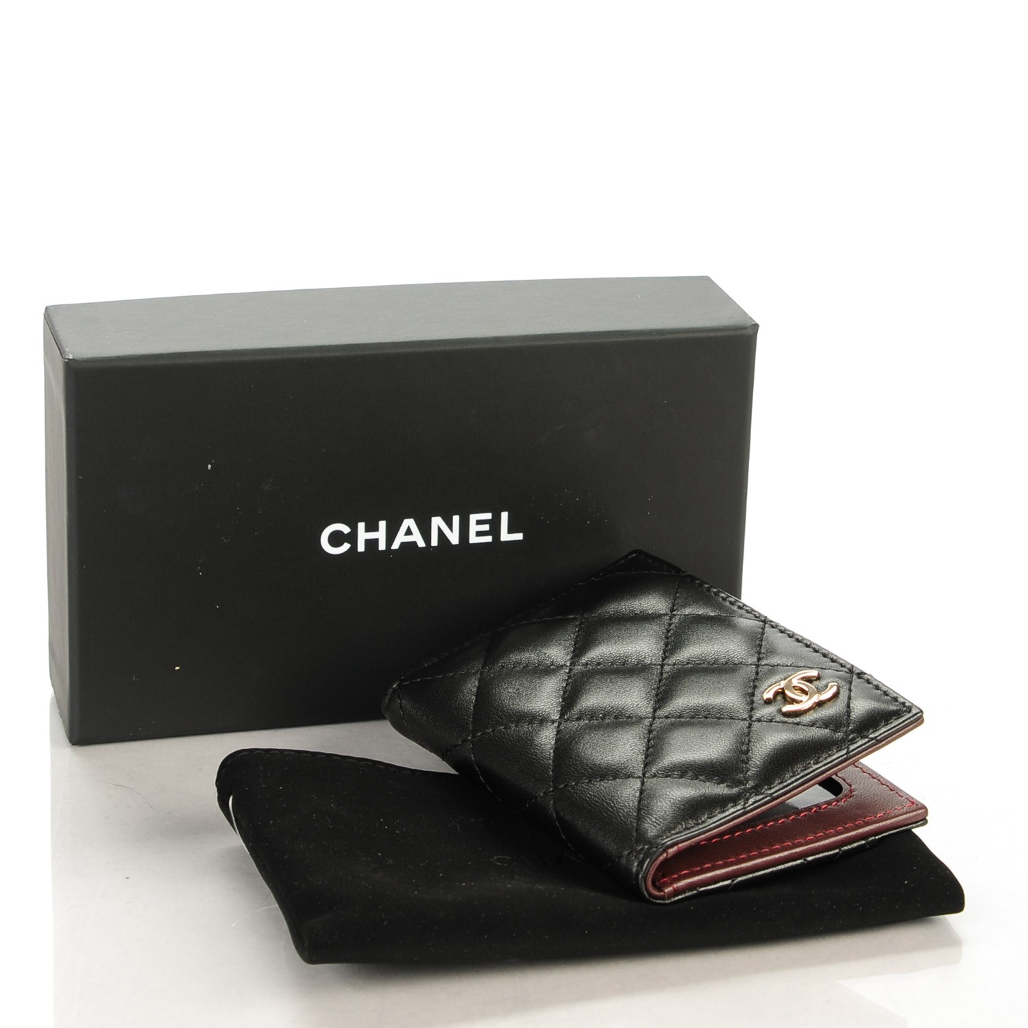 CHANEL Lambskin Quilted Card Holder Wallet Black 137908 | FASHIONPHILE