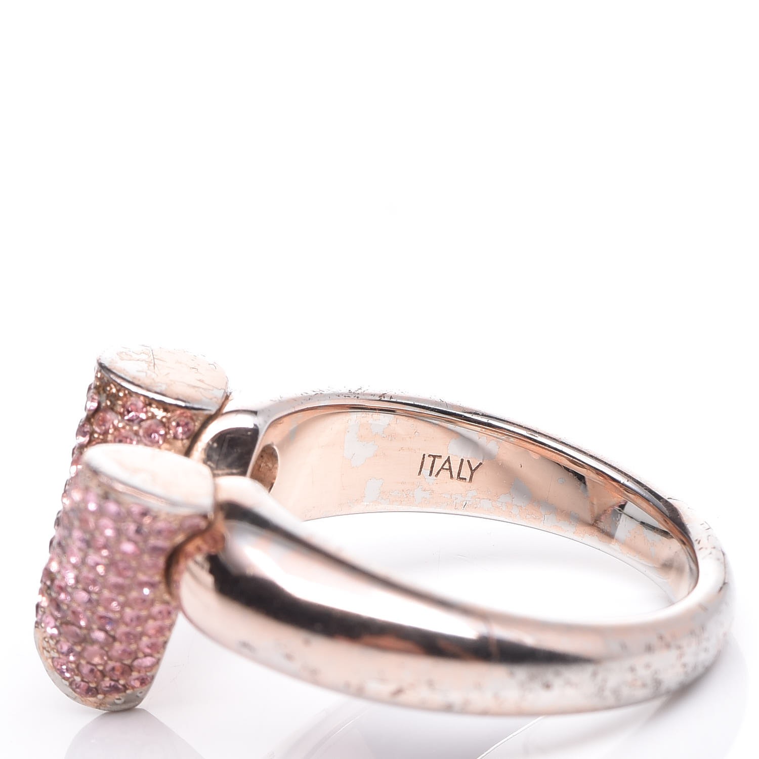louis vuitton phone ring flower strass LOUIS VUITTON Crystal Essential V Strass Ring S 8 Pink Gold 333333