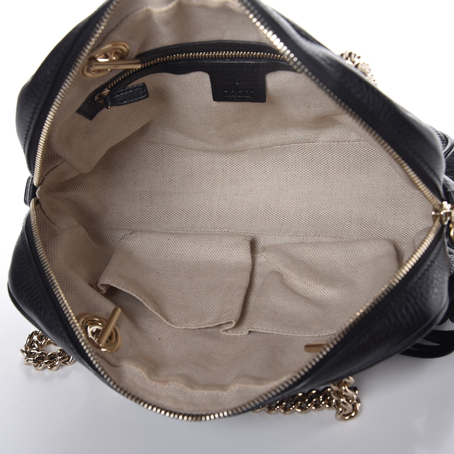 GUCCI Pebbled Calfskin Small Soho Chain Shoulder Bag Black 290816