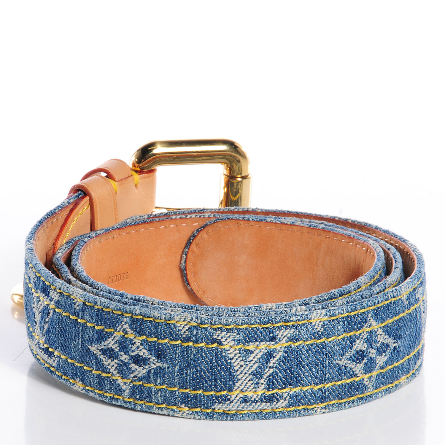 LOUIS VUITTON Monogram Denim Belt 80 32 Blue 79673