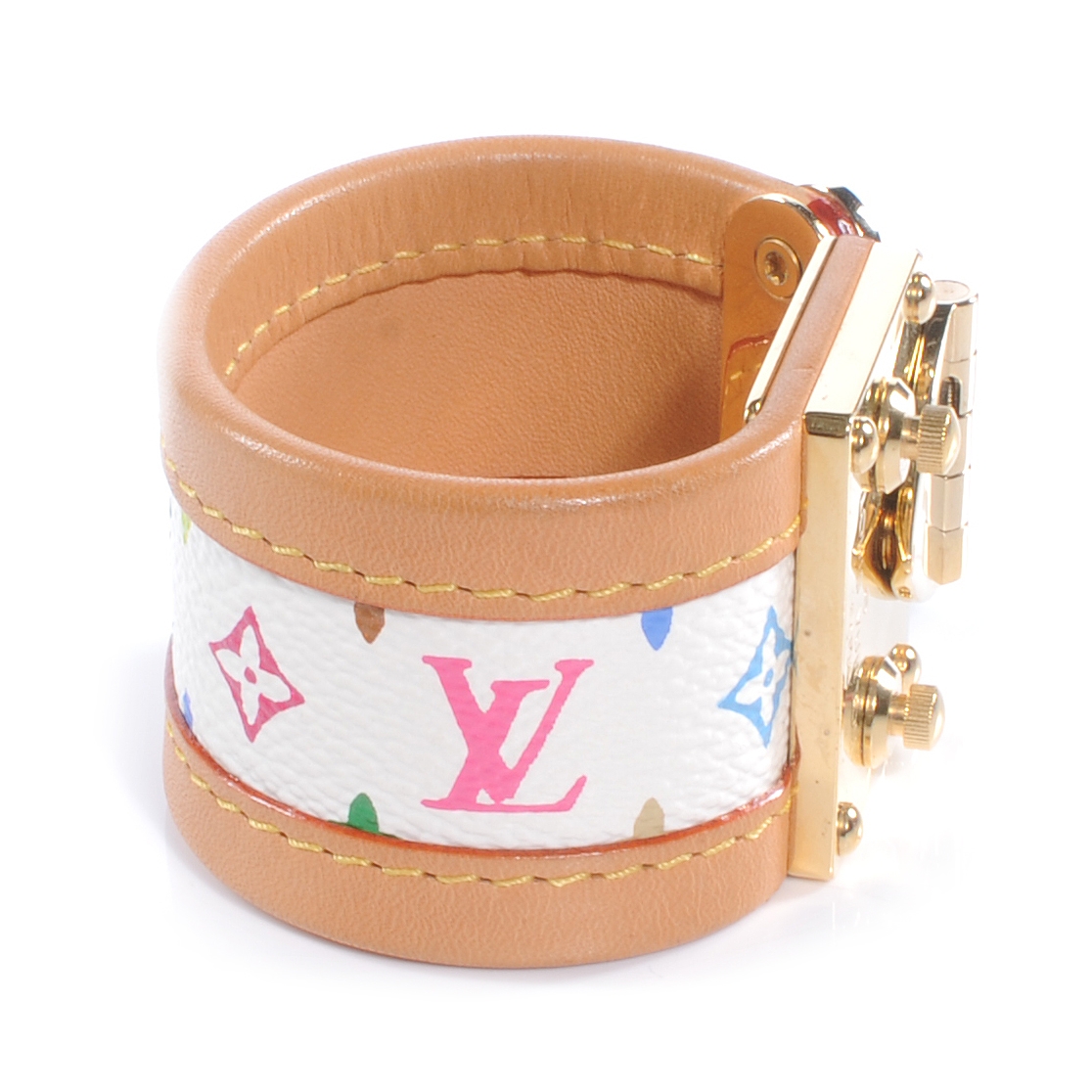 LOUIS VUITTON Multicolor S Lock Bracelet White 40167