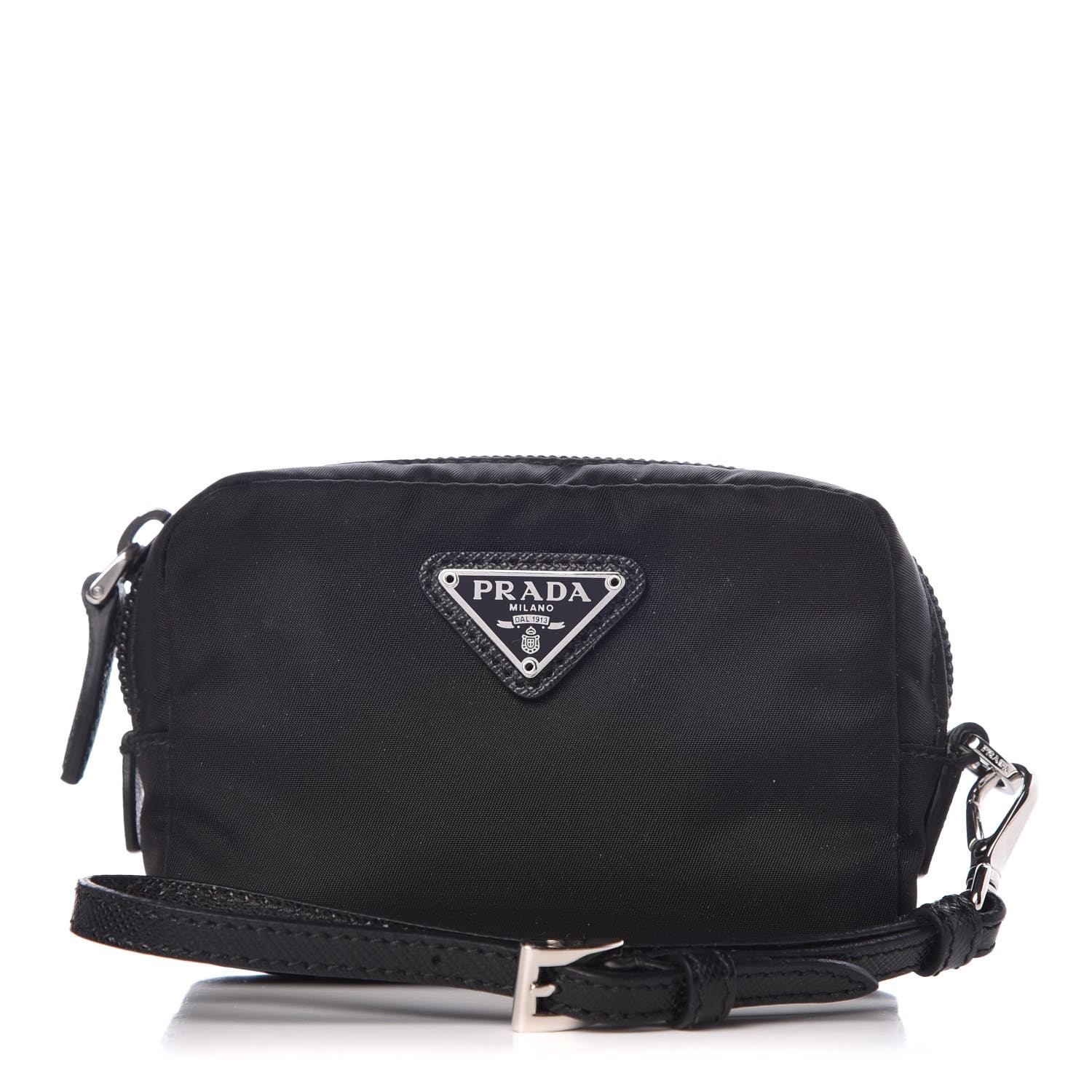 PRADA Tessuto Nylon Wristlet Black 335458 | FASHIONPHILE