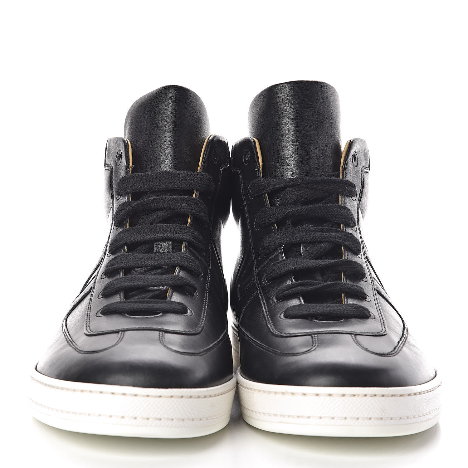 HERMES Calfskin Mens High Top Sneakers 43.5 Black White 451839
