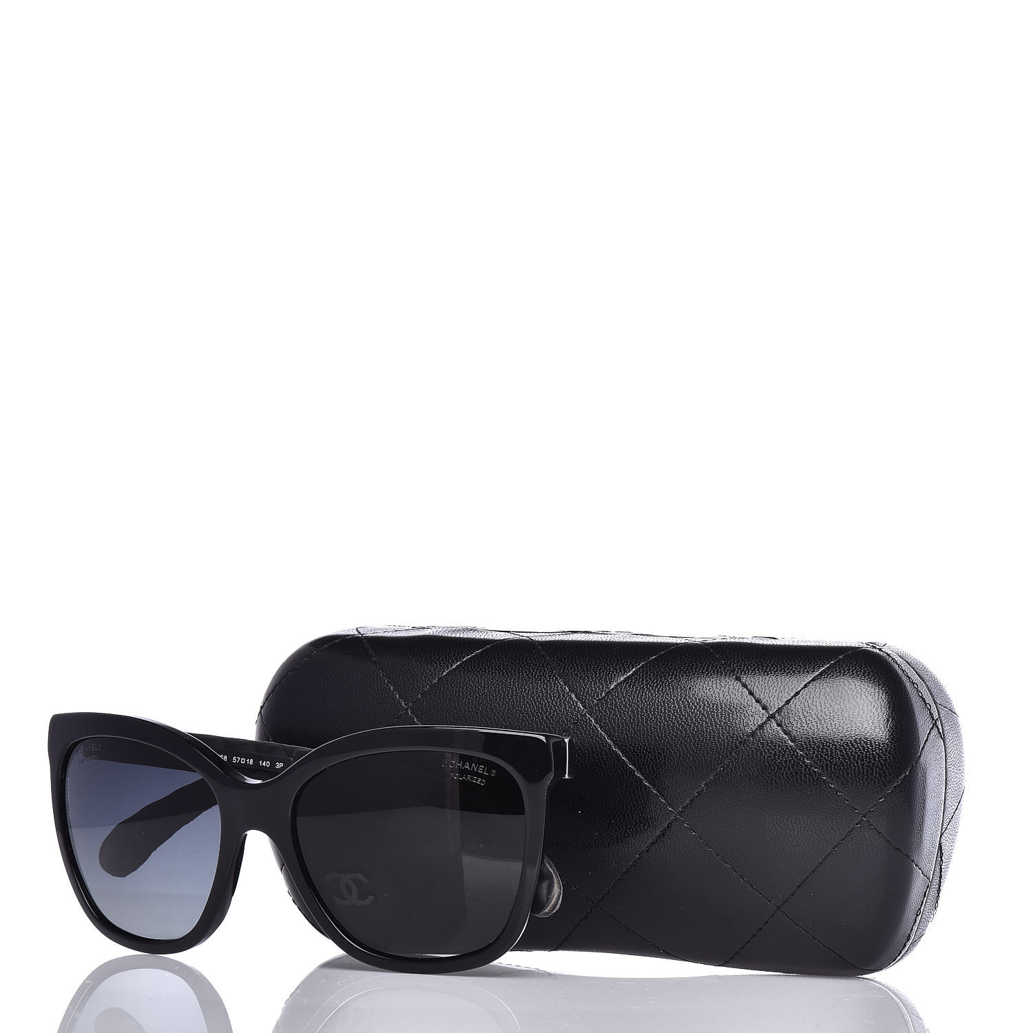 CHANEL Polarized Quilted CC Sunglasses 5288-Q Black 451484