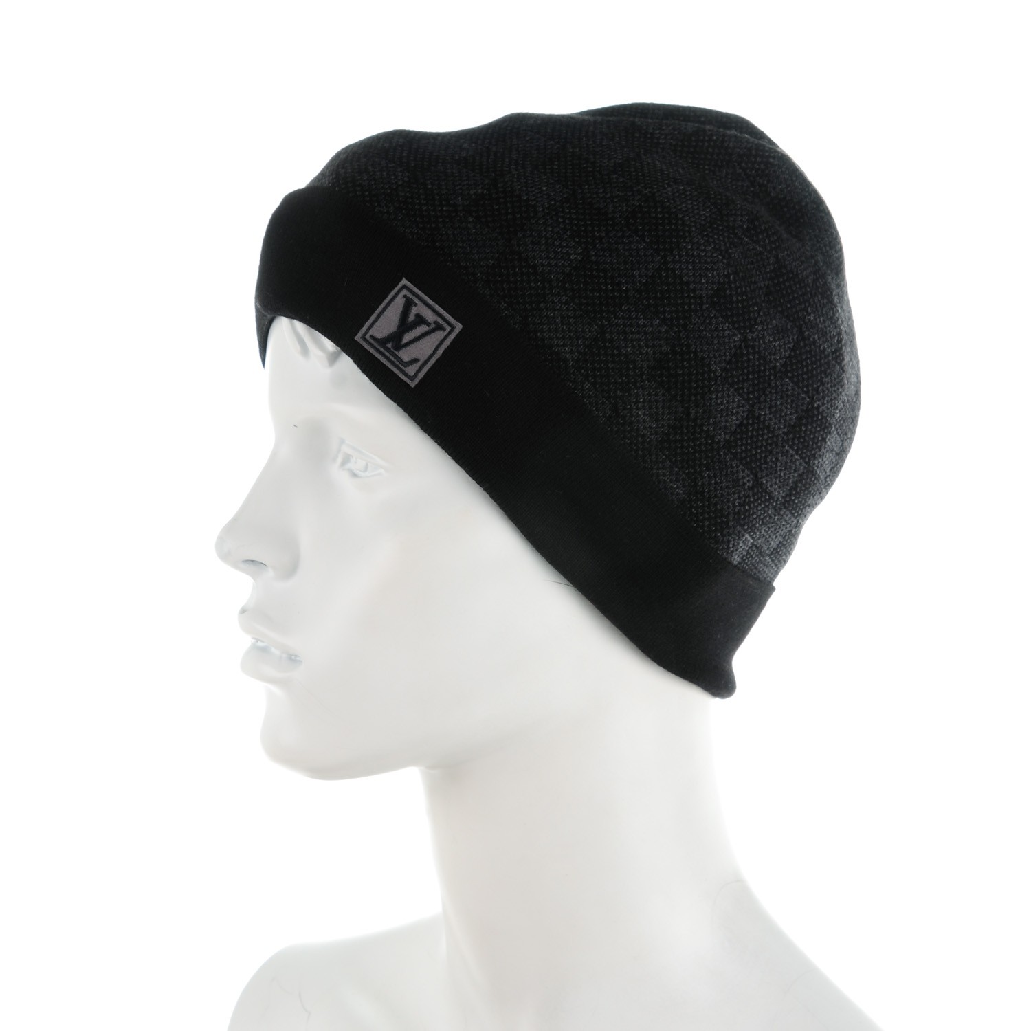 LOUIS VUITTON Wool Petit Damier Hat NM Graphite 157754