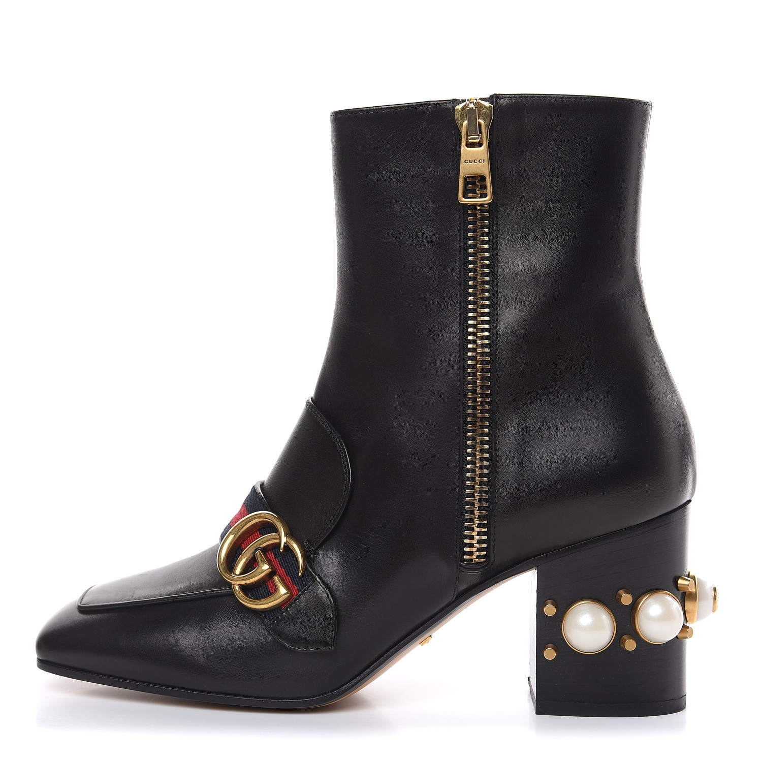gucci boots with pearls