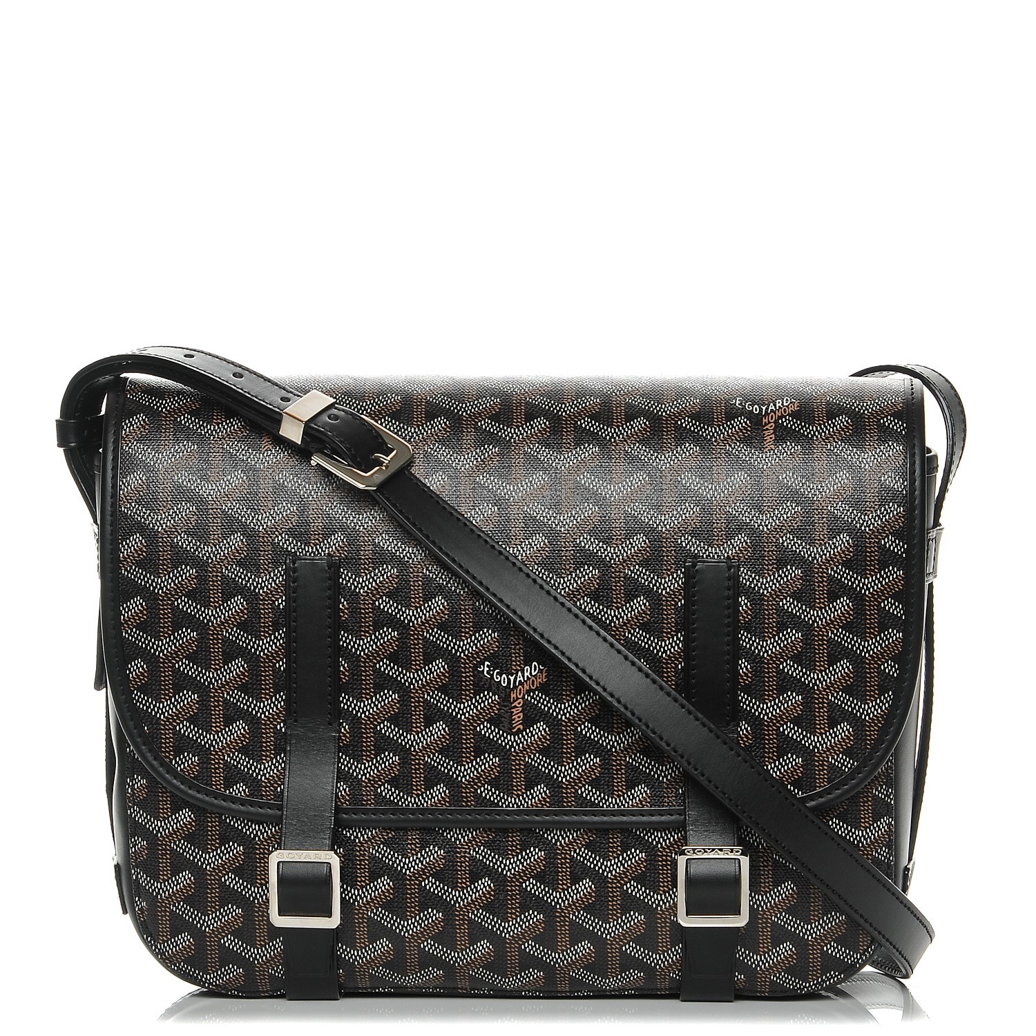 GOYARD Goyardine Belvedere MM Messenger Bag Black 207191 | FASHIONPHILE