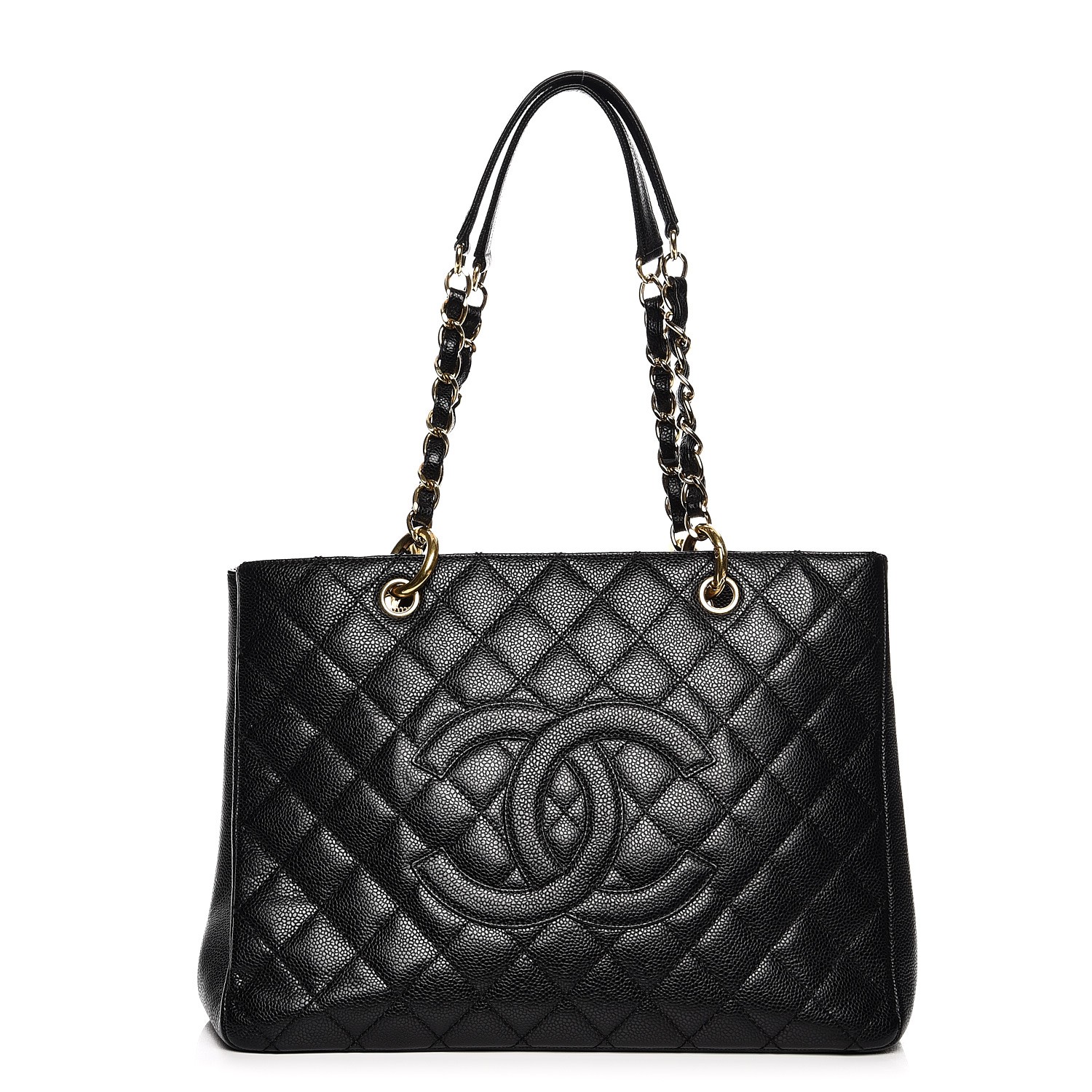CHANEL Caviar Quilted Grand Shopping Tote GST Black 212556
