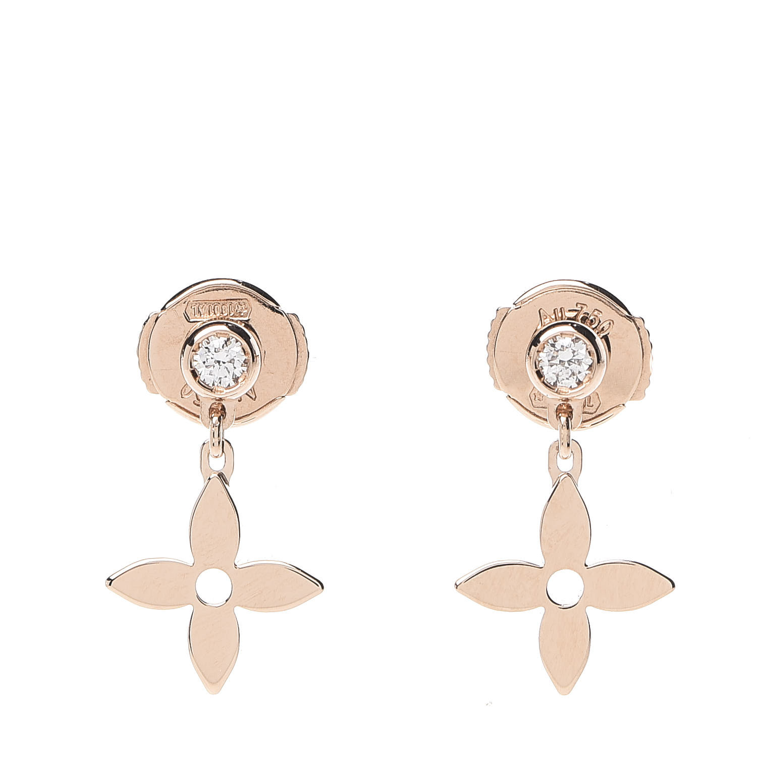 Louis Vuitton Mixed Gold and Diamond B Blossom Earrings