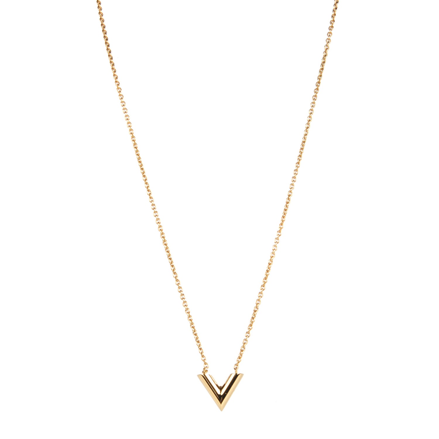 LOUIS VUITTON Essential V Necklace Gold 132385