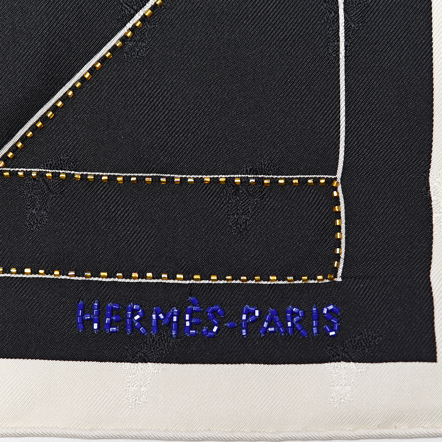 HERMES Silk Embroidered Alphabet Finesse Exceptional Scarf 70 Black ...