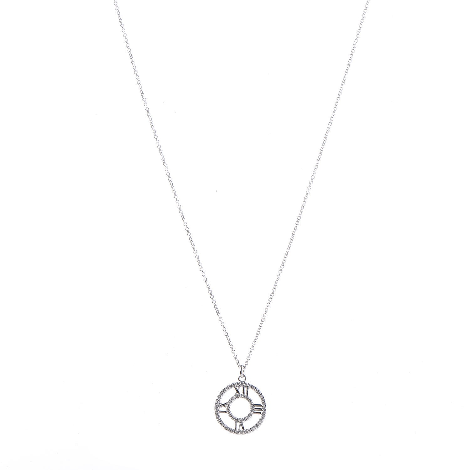 Tiffany 18k White Gold Diamond Small Atlas Open Pendant Necklace - Tiffany Atlas Pendant White Gold Tiffany 18k White Gold Diamond Small Atlas Open Pendant Necklace - Tiffany Atlas Pendant White Gold
