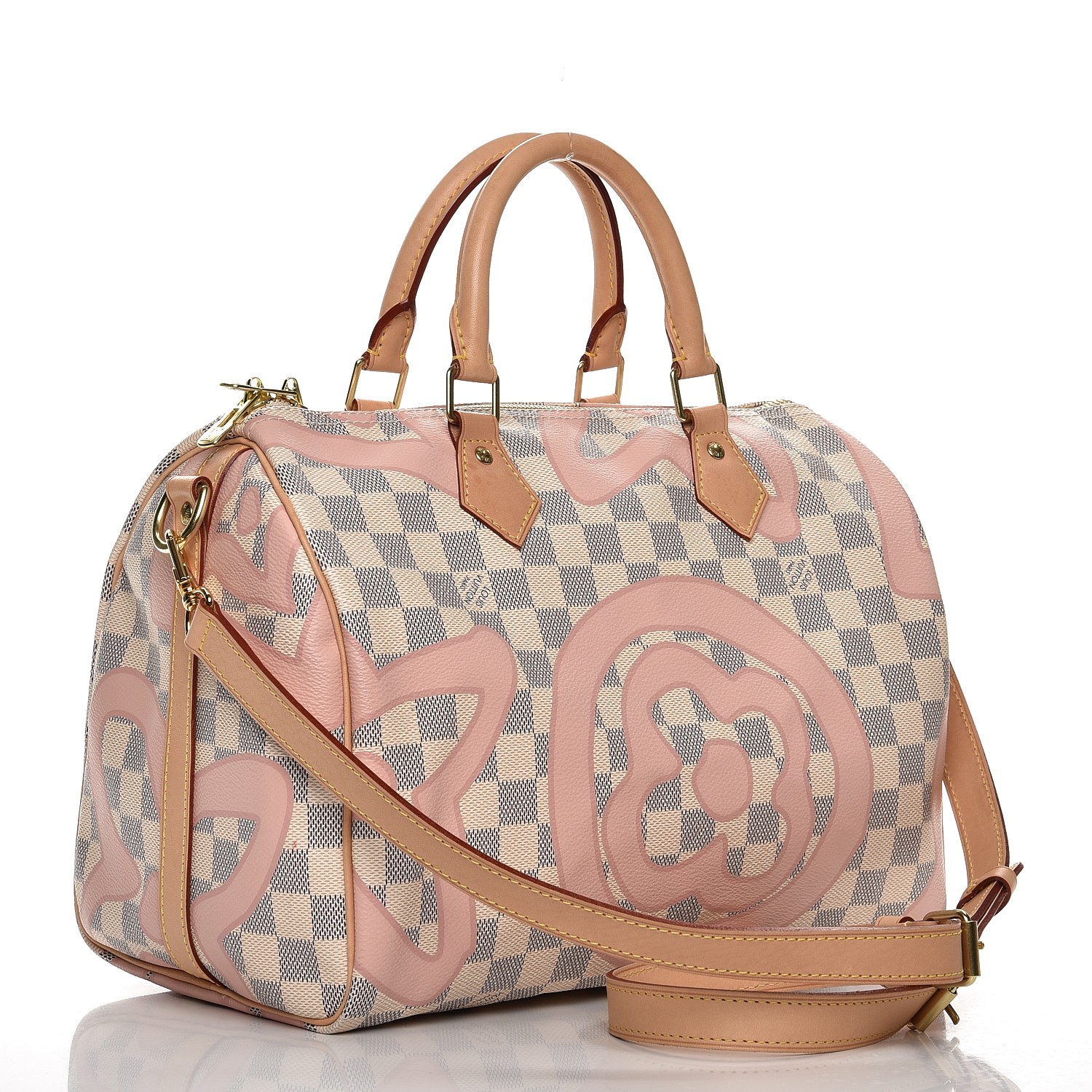 LOUIS VUITTON Damier Azur Tahitienne Speedy Bandouliere 30 Rose Ballerine 225863