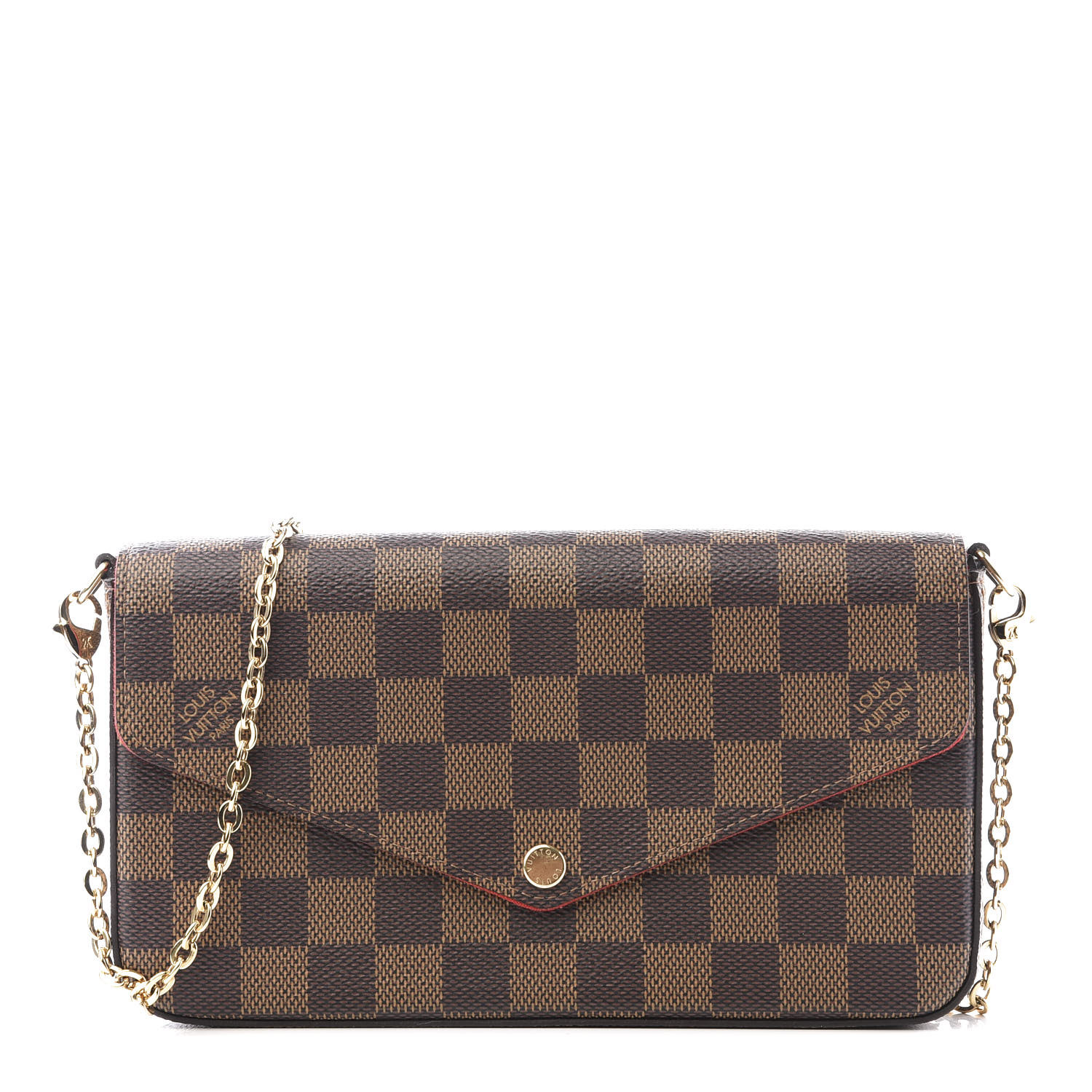 LOUIS VUITTON Damier Ebene Pochette Felicie Chain Wallet 574973