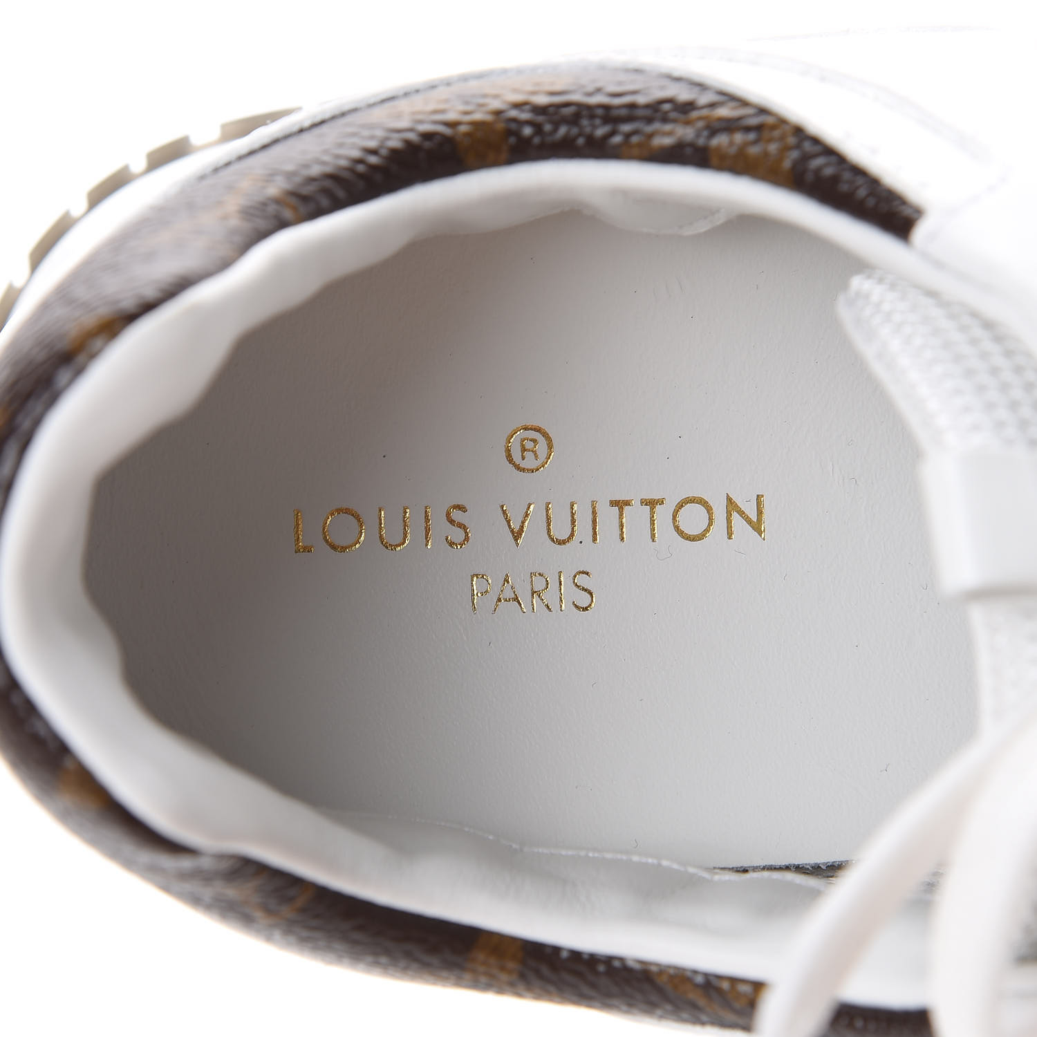LOUIS VUITTON Monogram Calfskin Run Away Sneakers 36 White 575845