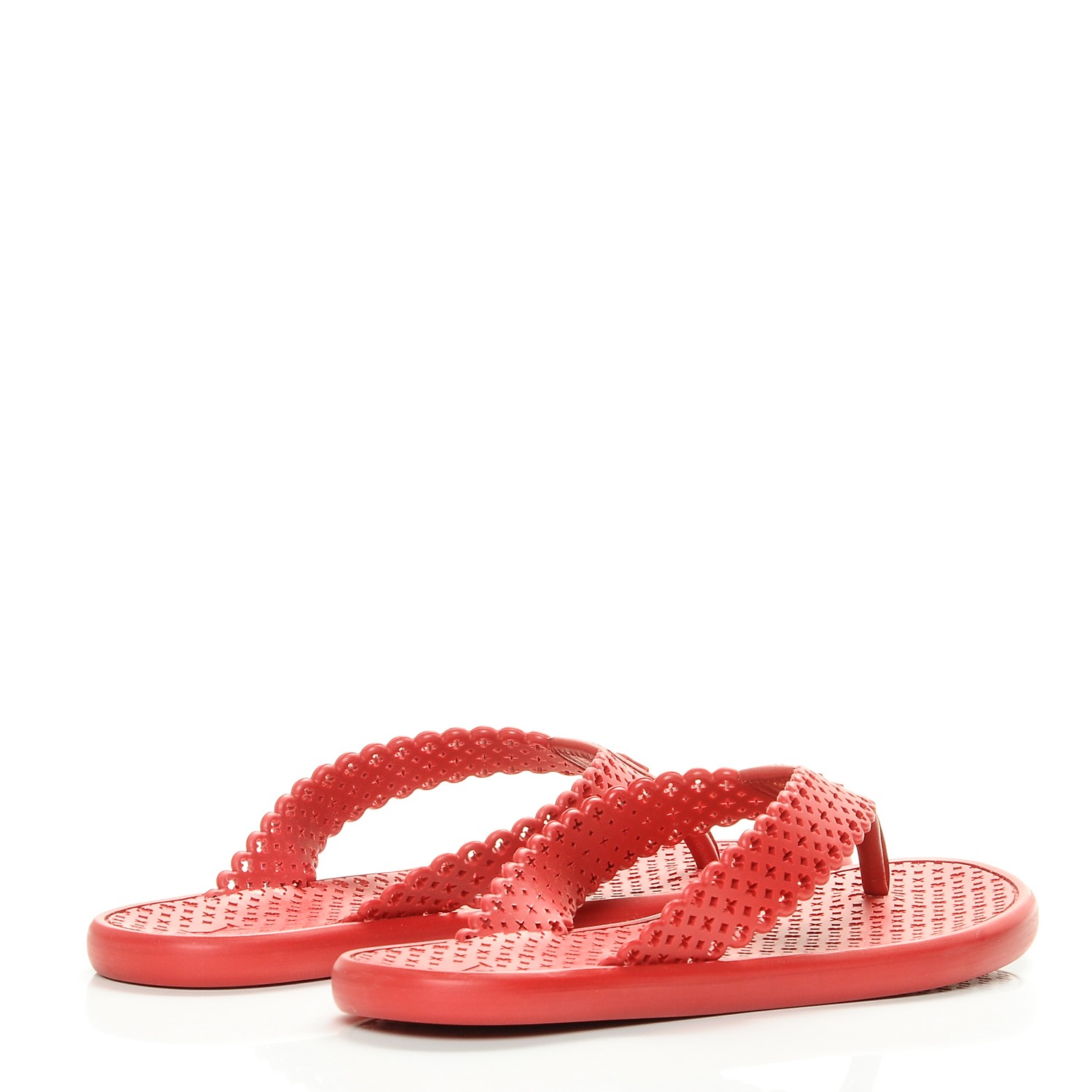 LOUIS VUITTON Rubber Tatoo Thong Sandals 37 Red 197612